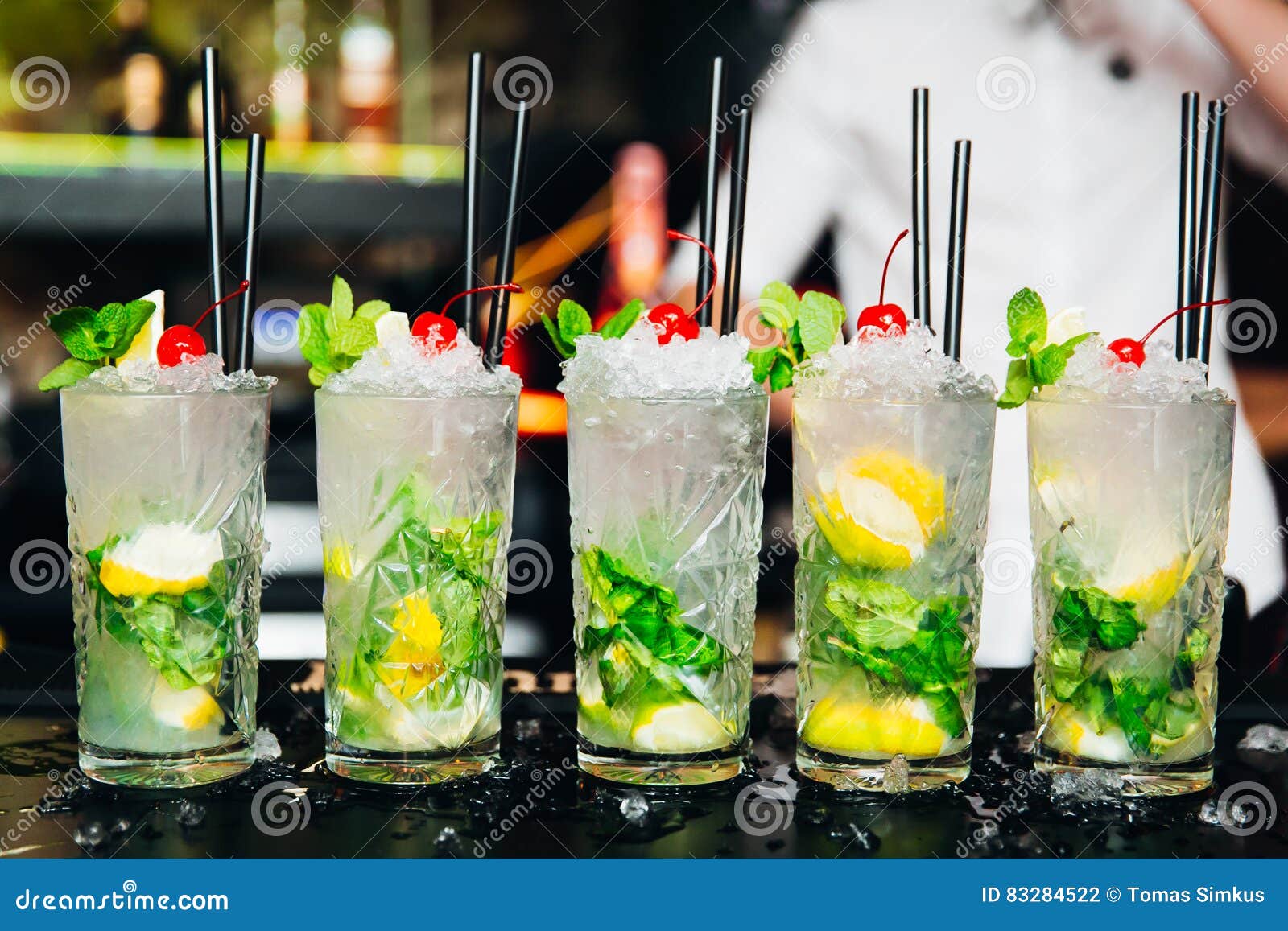 Colourful Cocktails Nice Served with Beautiful Bokeh Stock Photo ...