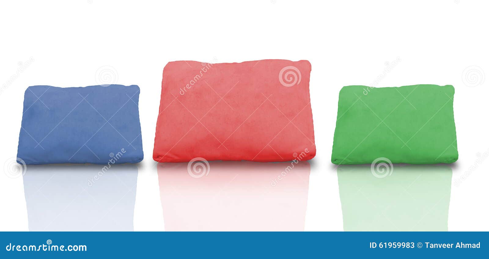 Colourful Collage of Pillows with Reflection on Stock Image Image of