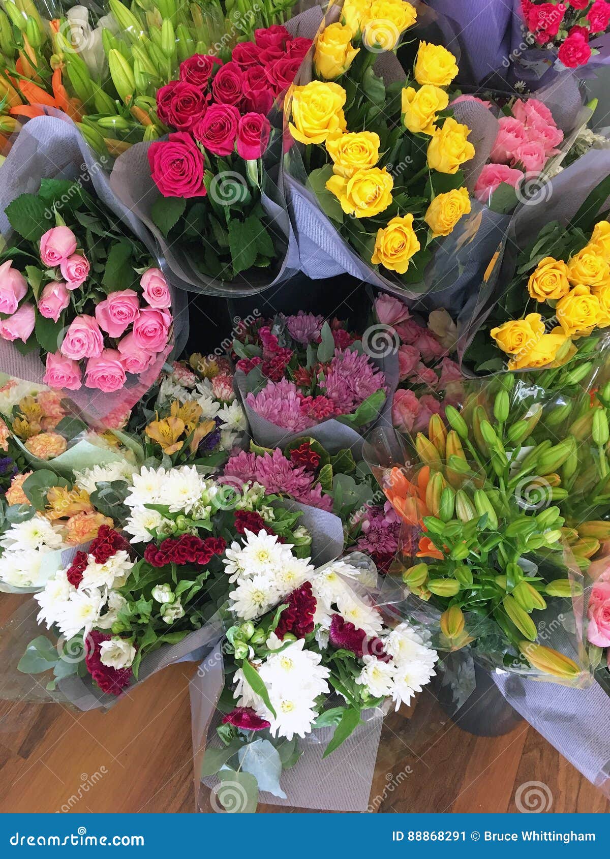 Colourful Cut Flower Bunches Stock Image - Image of celebrate, present ...