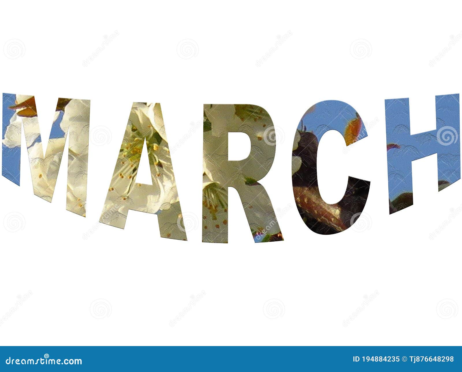 Colourful Design Word March Font Stock Vector Decorative Element in