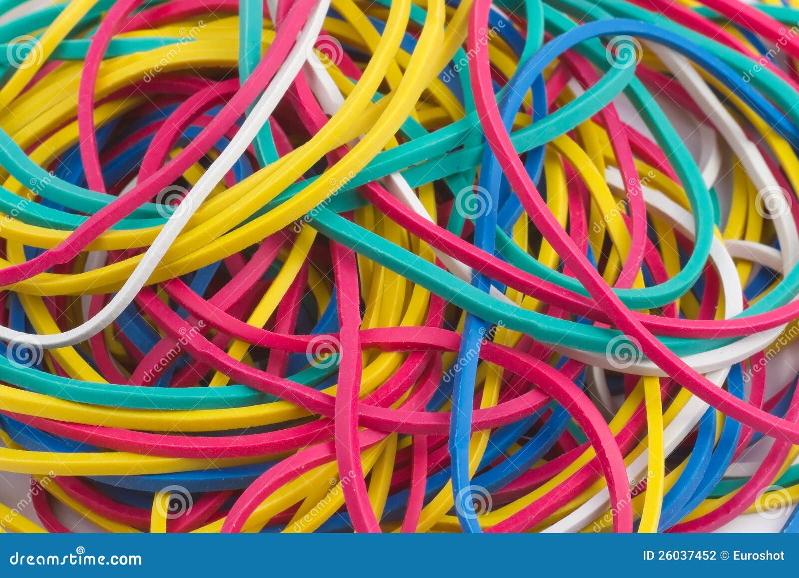 Colourful Elastic Bands on White Background Stock Photo - Image of
