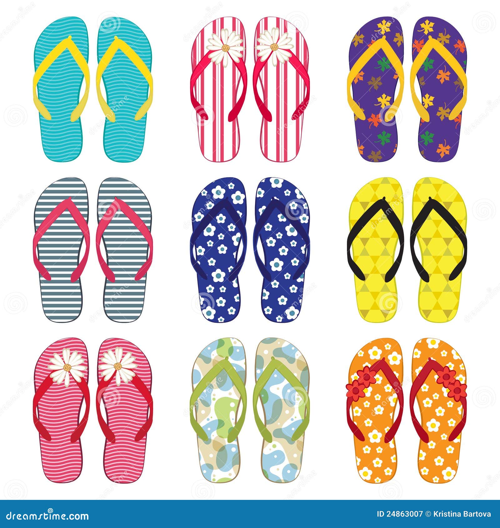 Colourful Flip Flop Collection Stock Vector - Illustration of design ...
