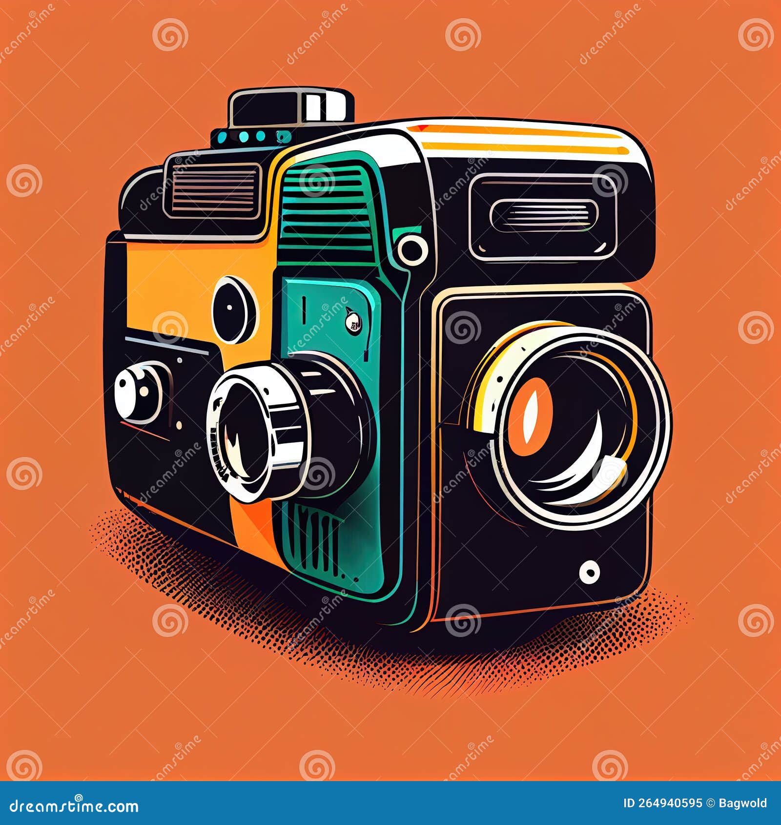 Colourful Retro Camera Pop Art Generative AI Illustration Stock
