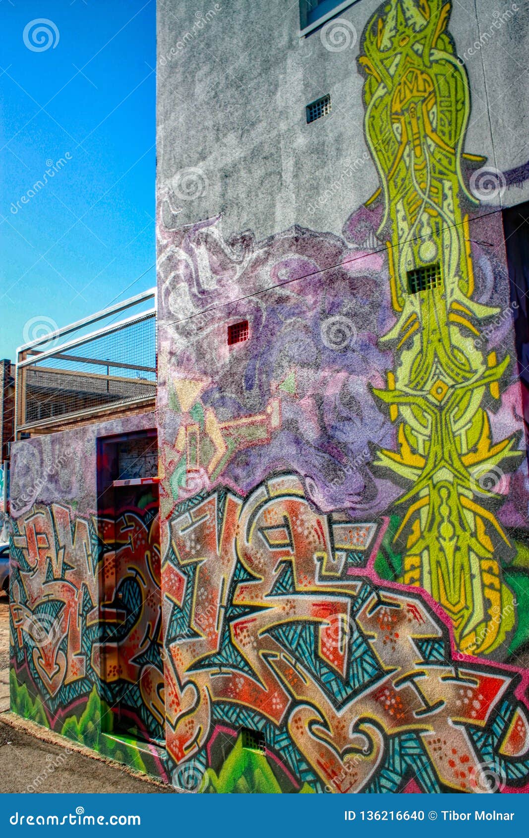 Colourful Graffiti Mural on the Side of the Wall Editorial Image