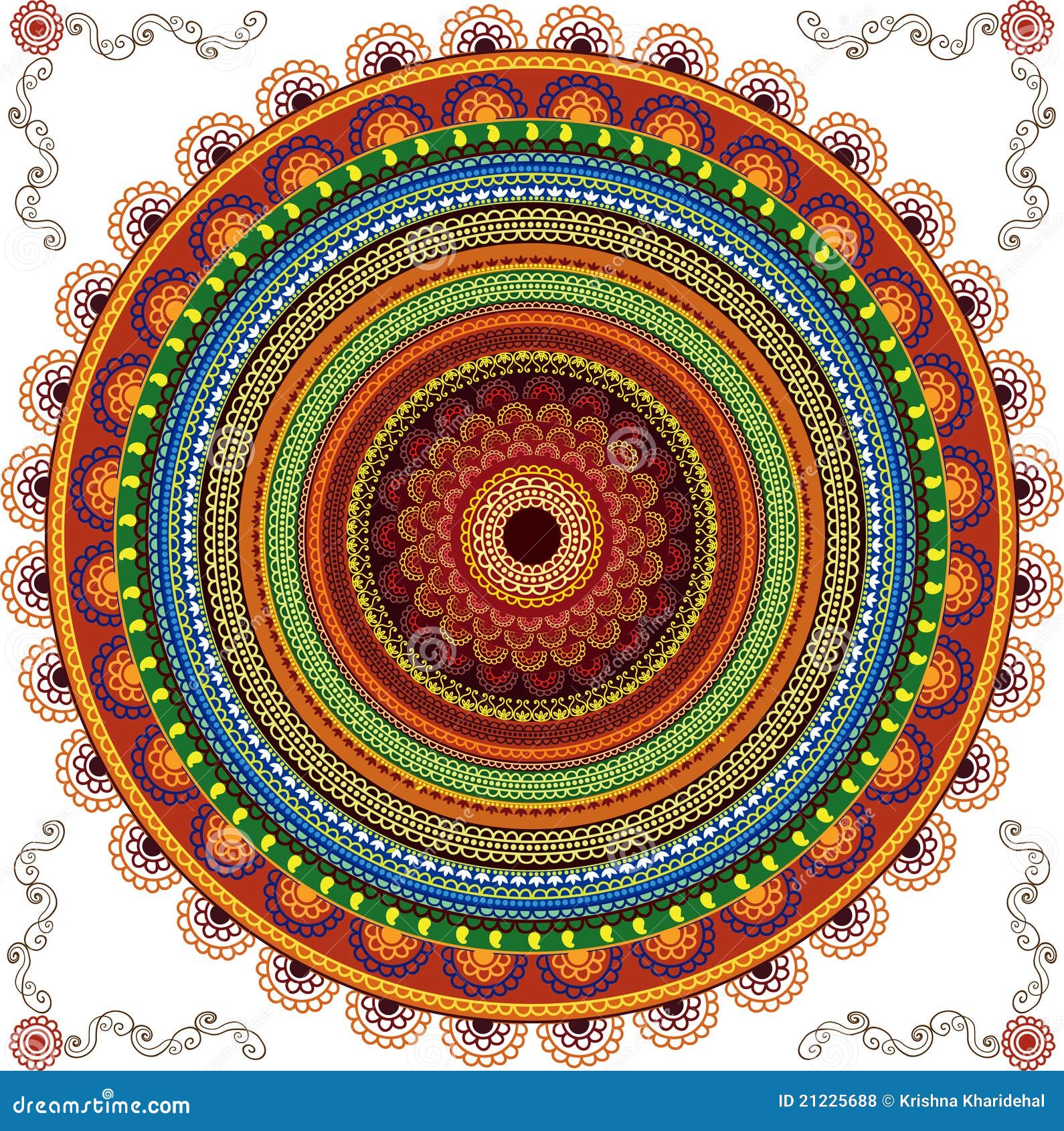 Colourful Henna  Mandala Background Stock Vector Image 