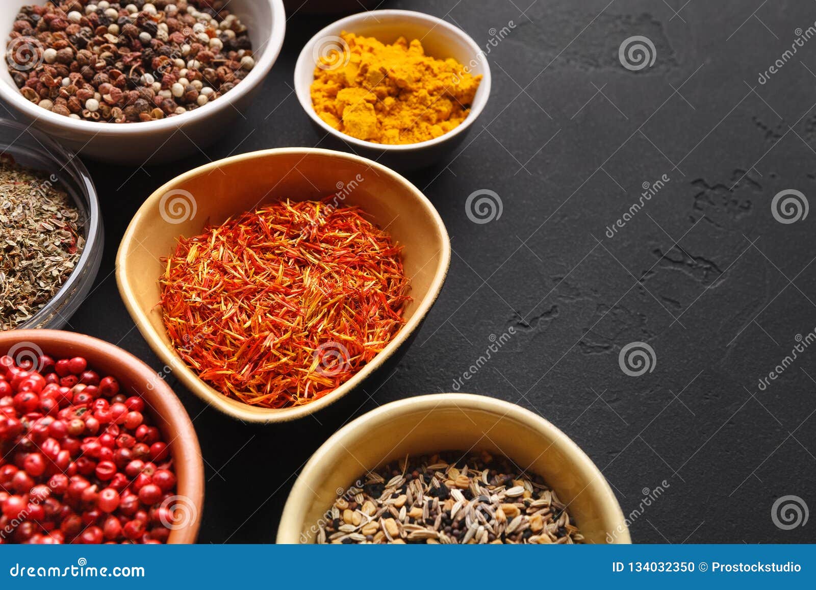 Colourful Indian Spices in Bowls on Background Stock Photo Image of
