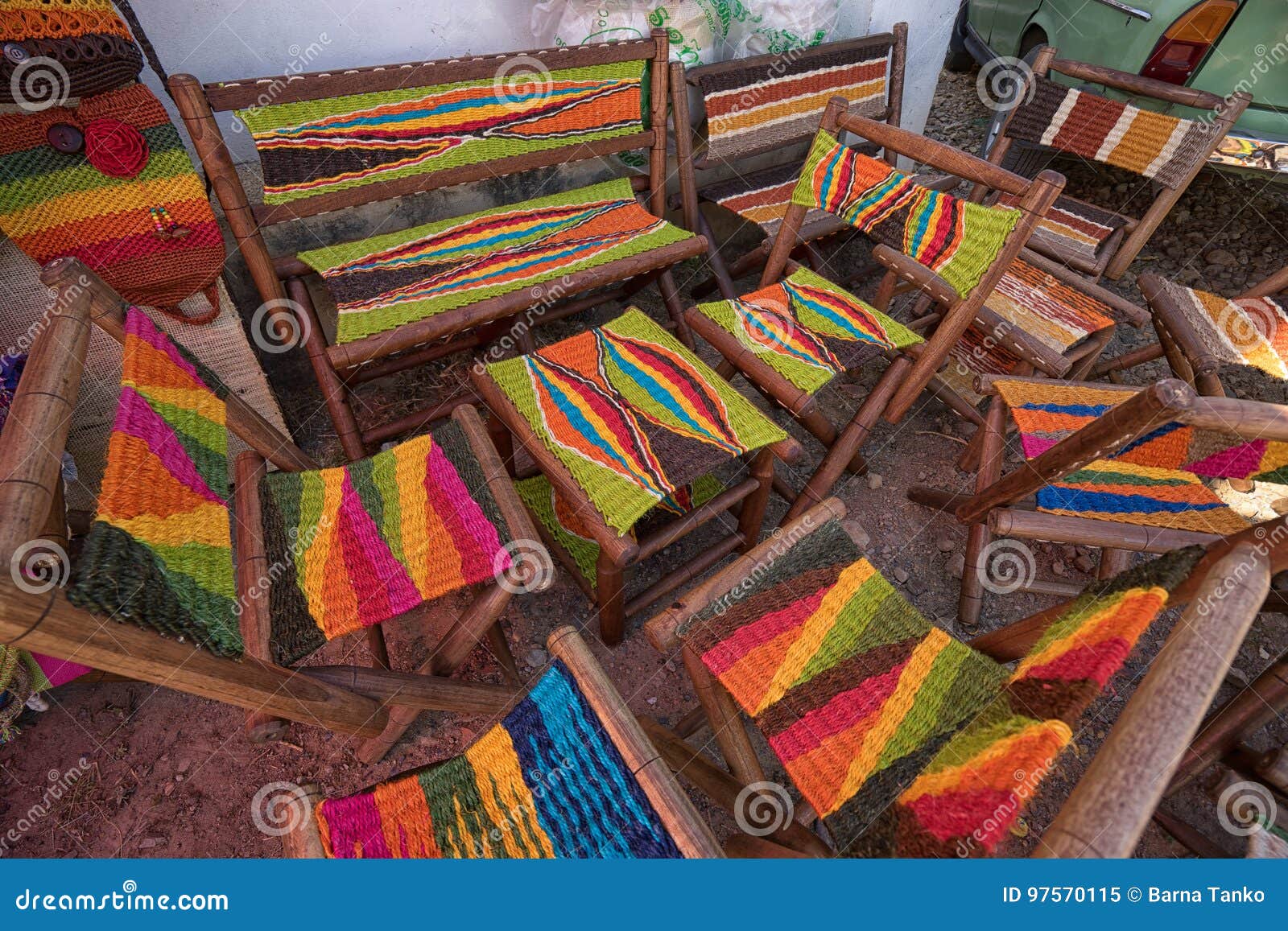 Colourful Knit Patio Furniture In Colombia Stock Image Image Of