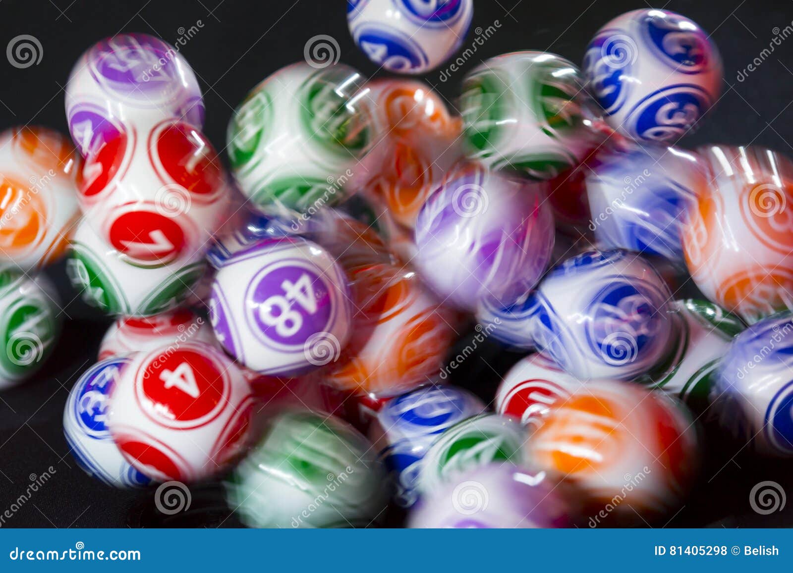 colourful lottery balls in a sphere