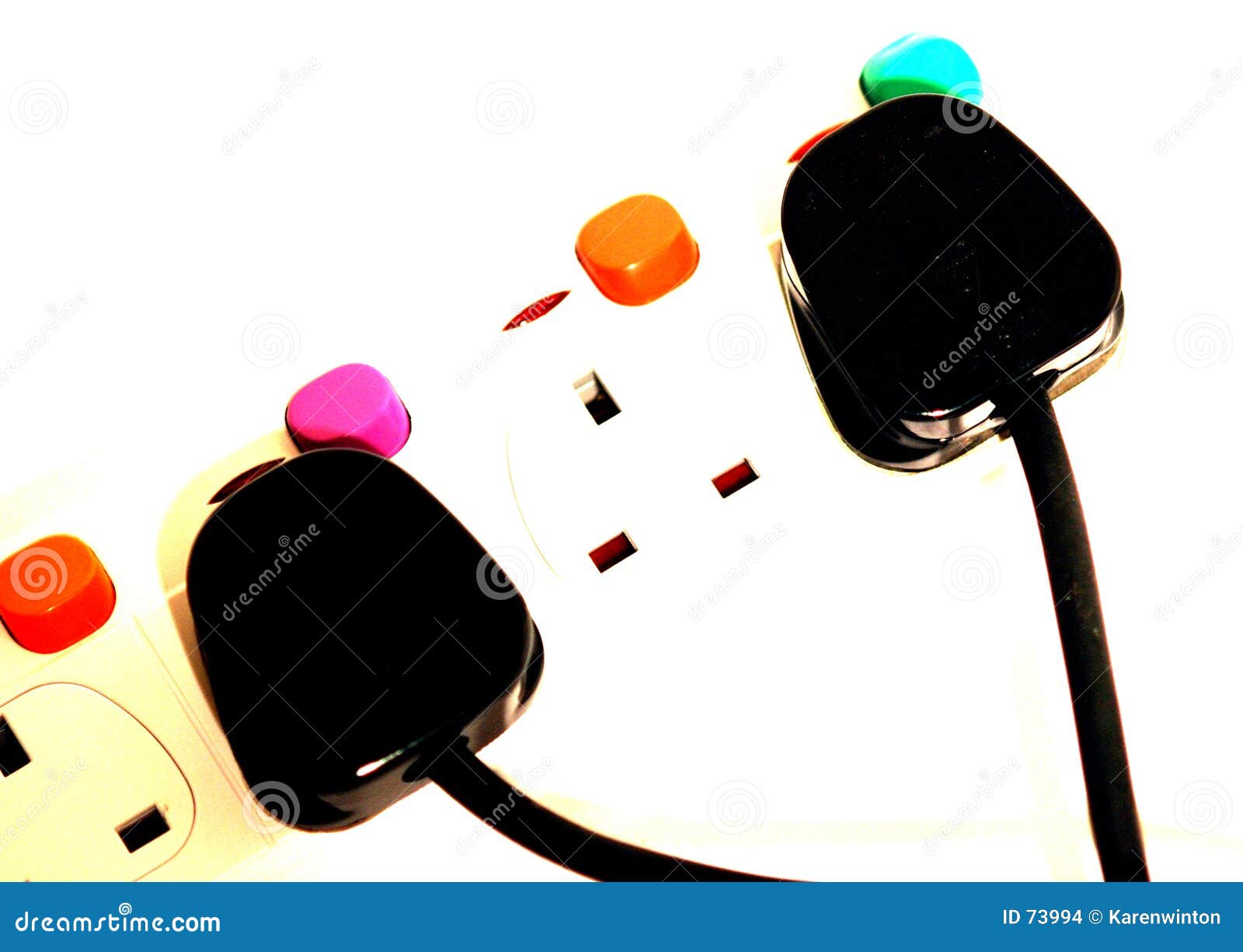 colourful plugs and sockets