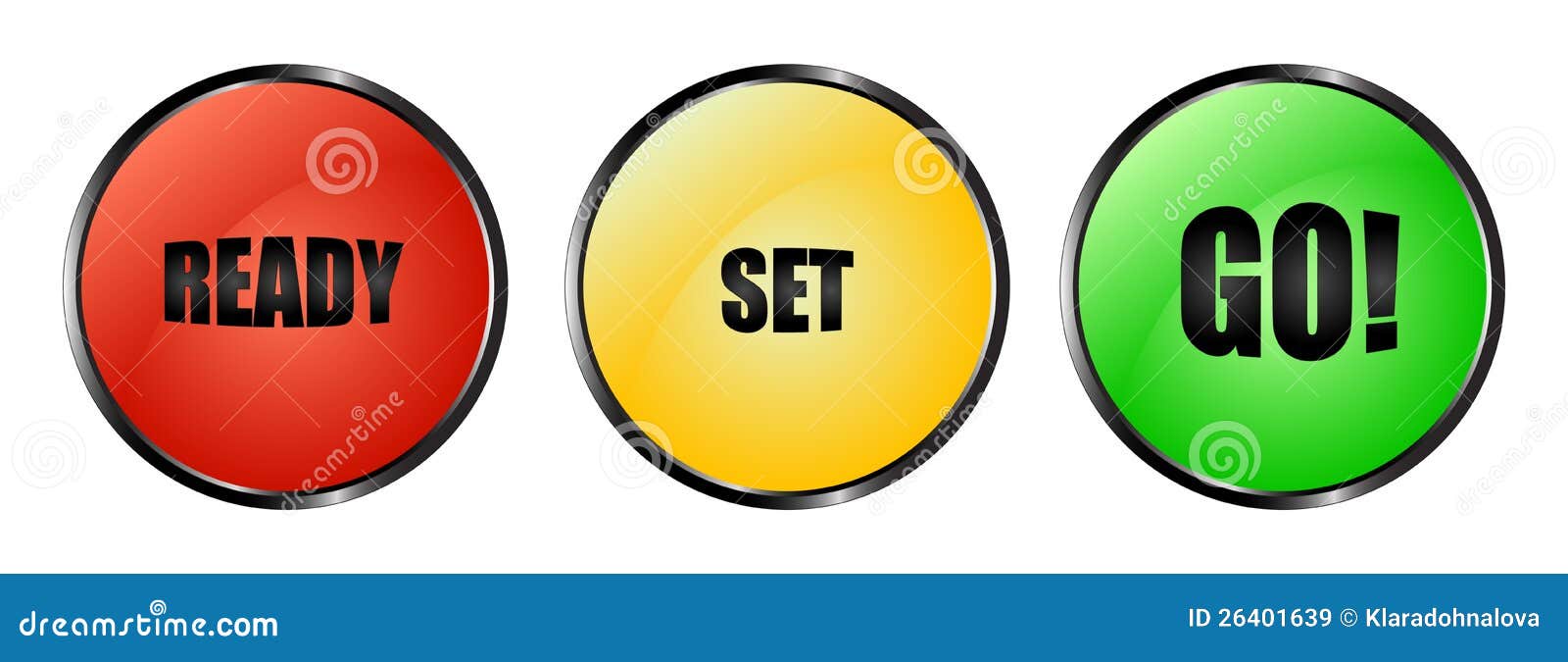 colourful ready set go buttons