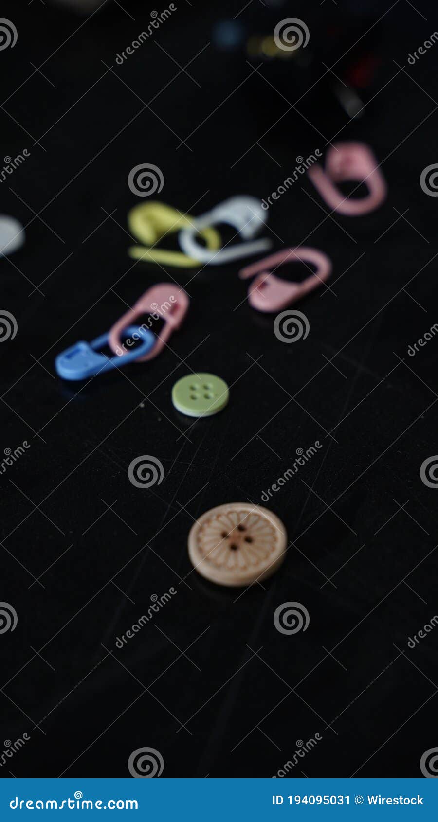 Colourful Safety Pins and Buttons Stock Image Image of black, surface