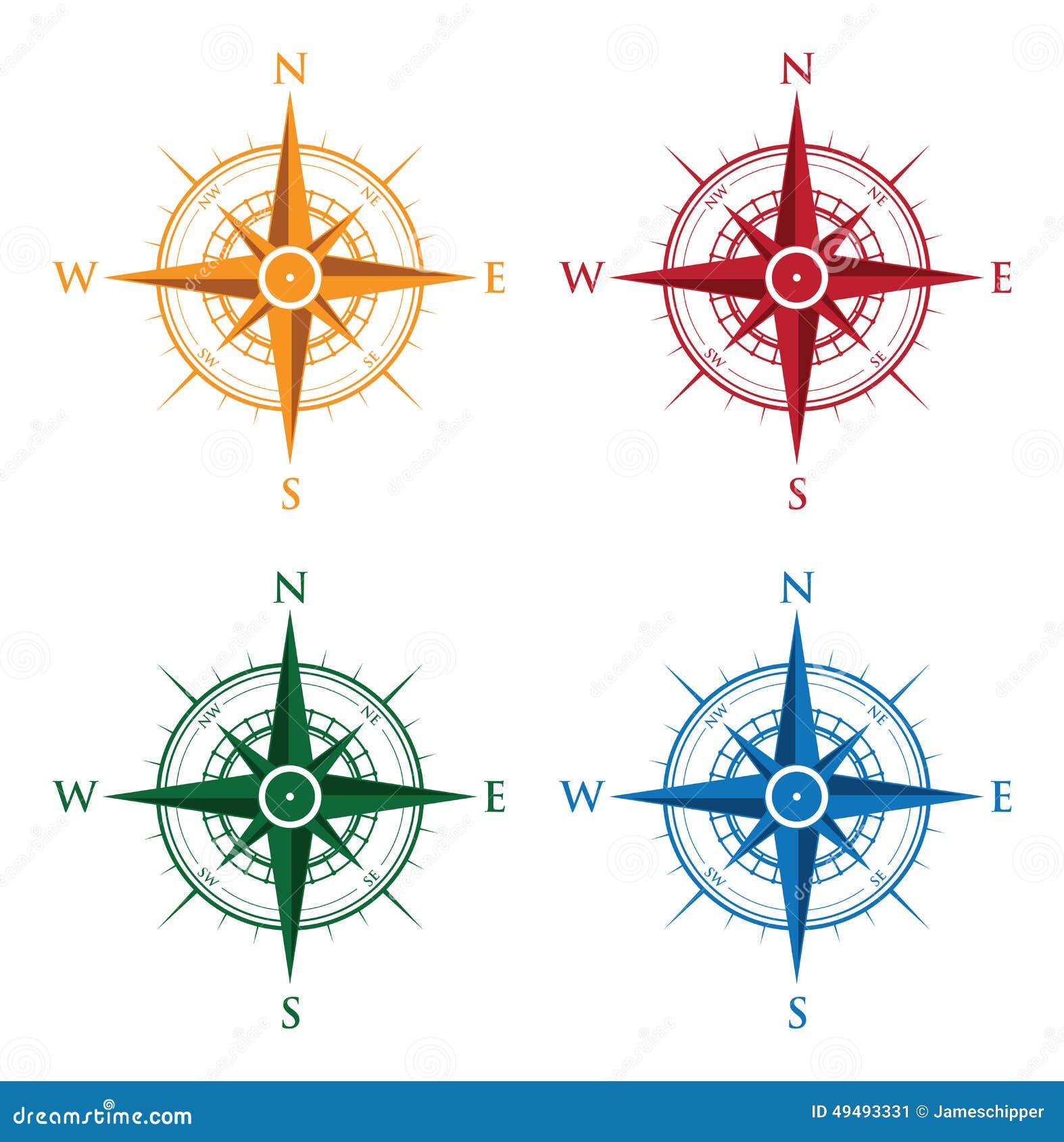 colourful set of compasses