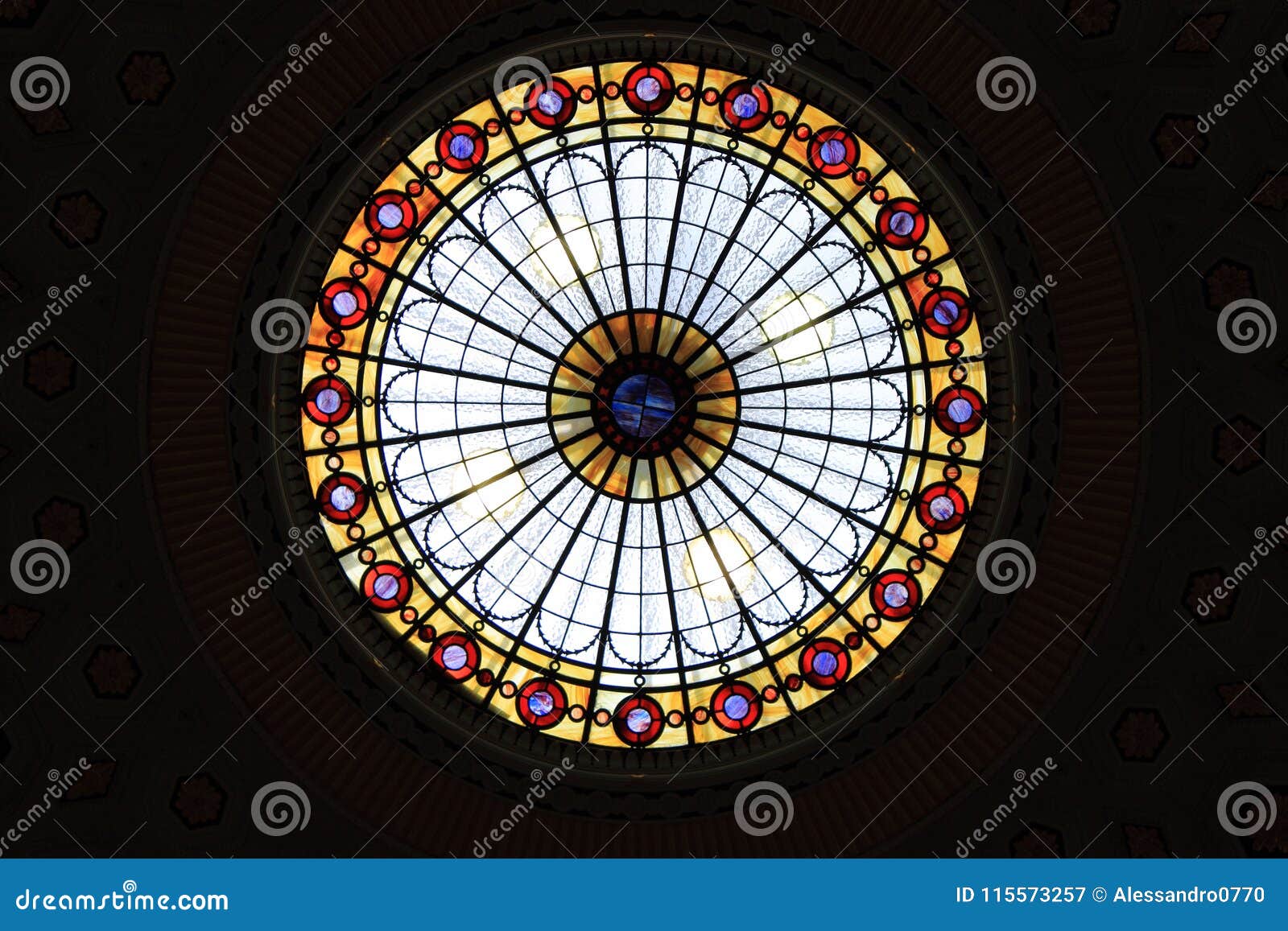 Stained glass ceiling stock image. Image of glass, frame 115573257