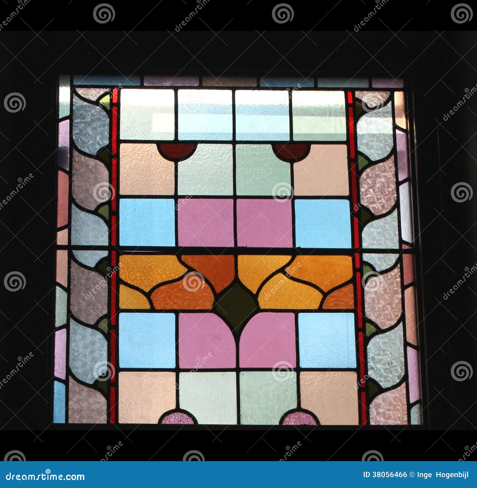 Colouful Stained Glass Window, Black Background, Adelaide, Australia