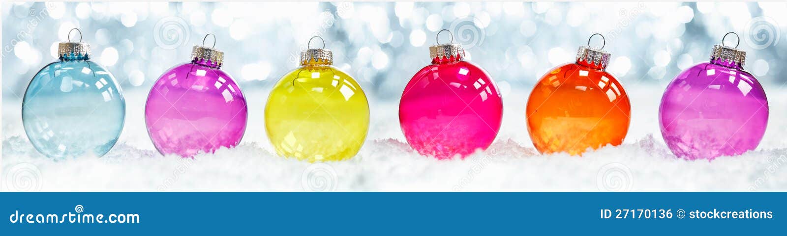 colourful translucent christmas baubles