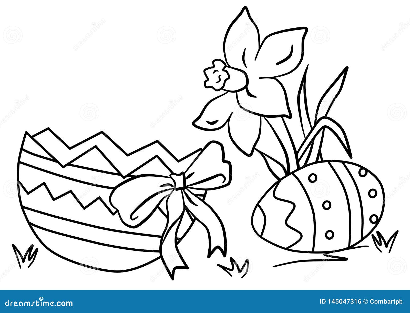 Download Colouring Of Daffodil, Egg Shell With Bow Stock Vector ...
