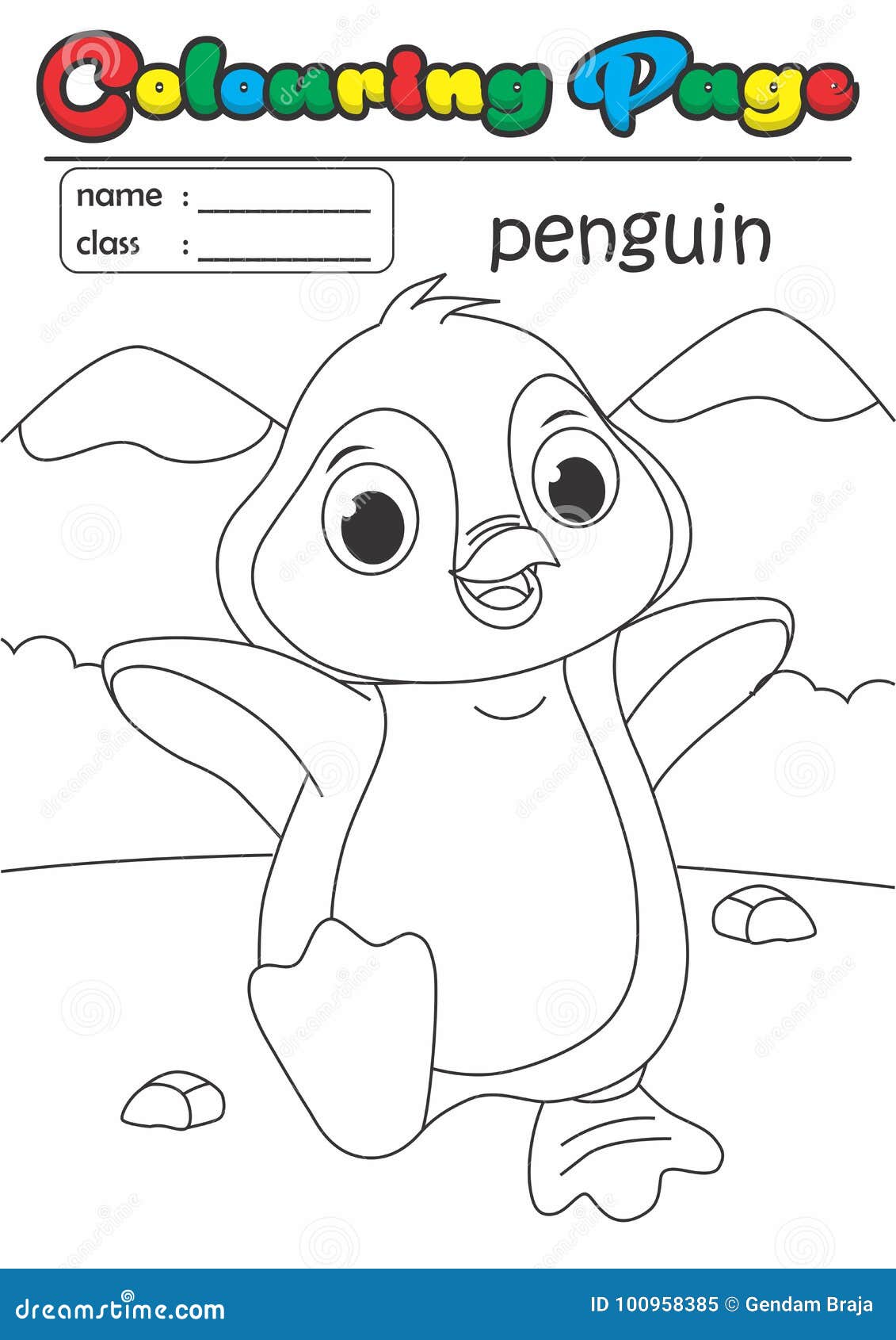 colouring penguin suitable grade easy