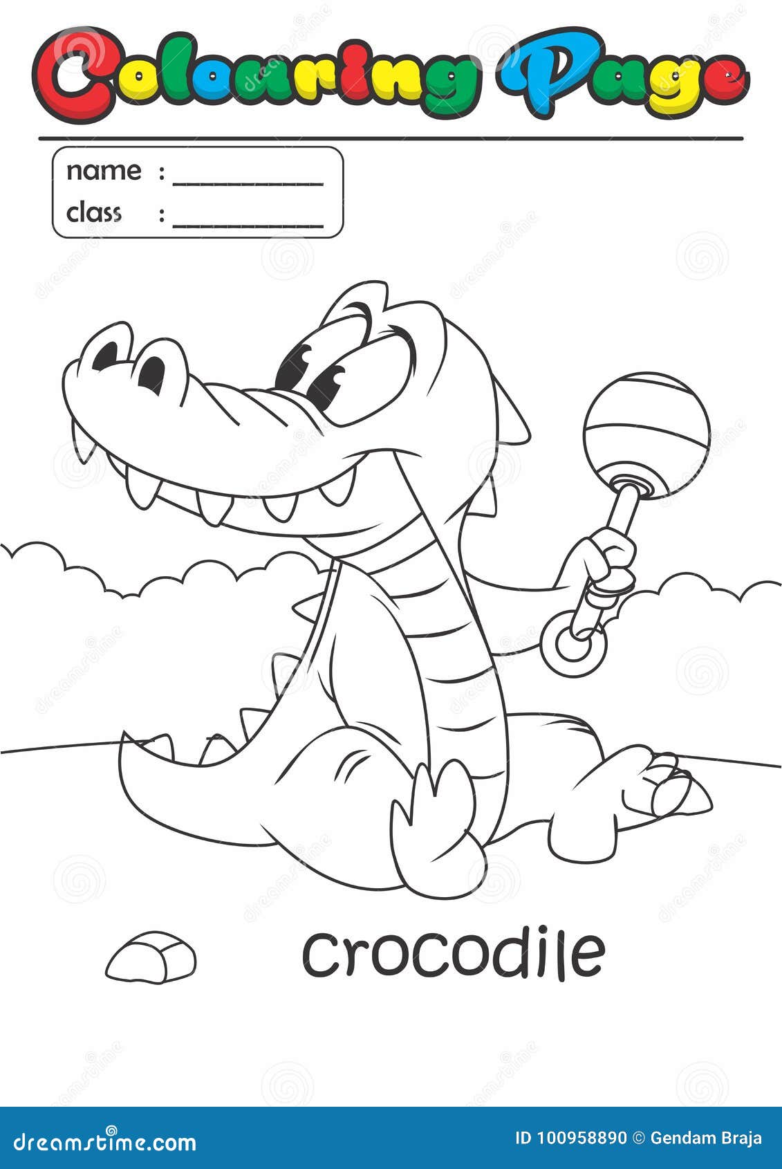 Colouring Page/ Colouring Book Crocodile. Grade Easy Suitable for ...