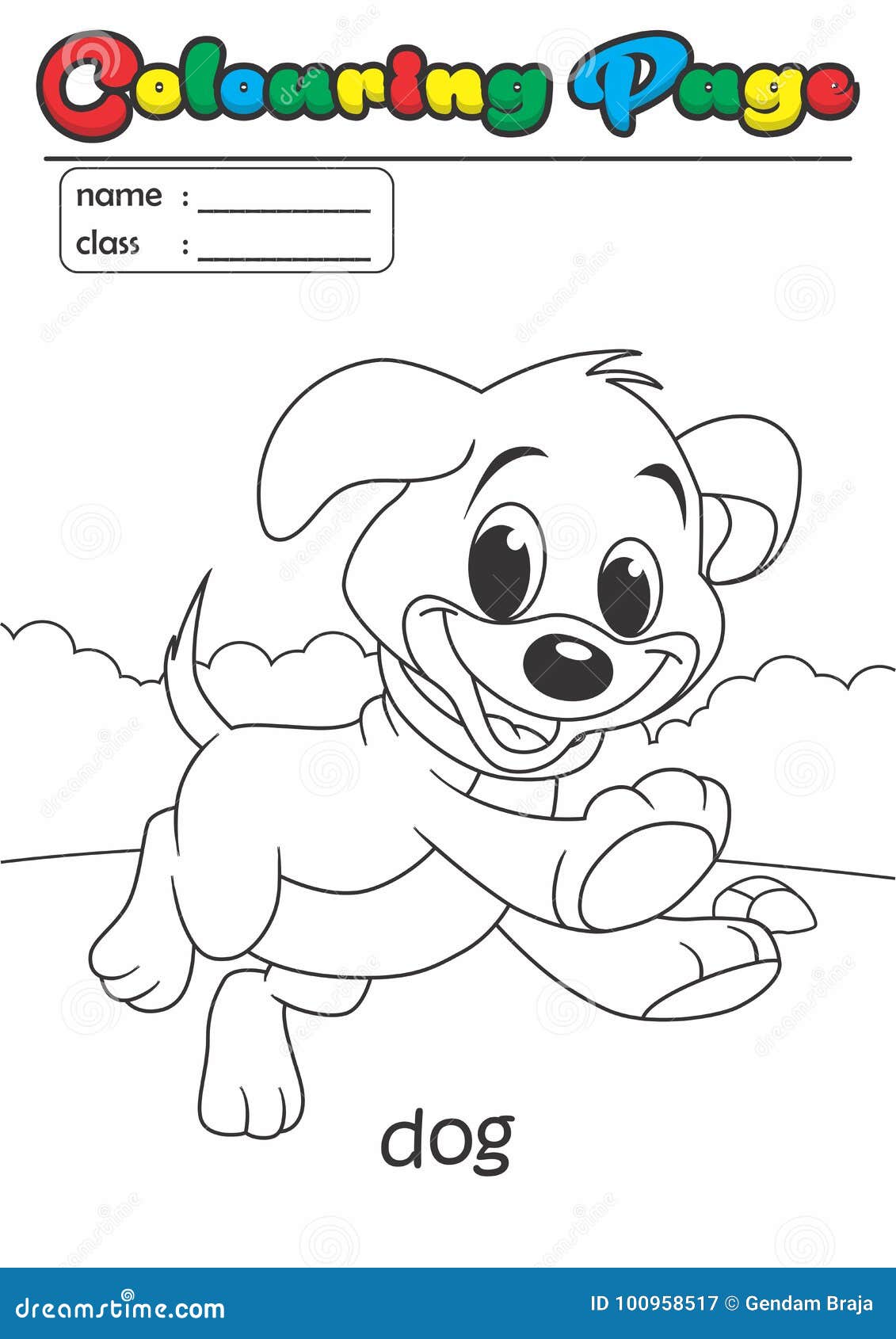 Colouring Page/ Colouring Book Dog. Grade Easy Suitable for Kids ...