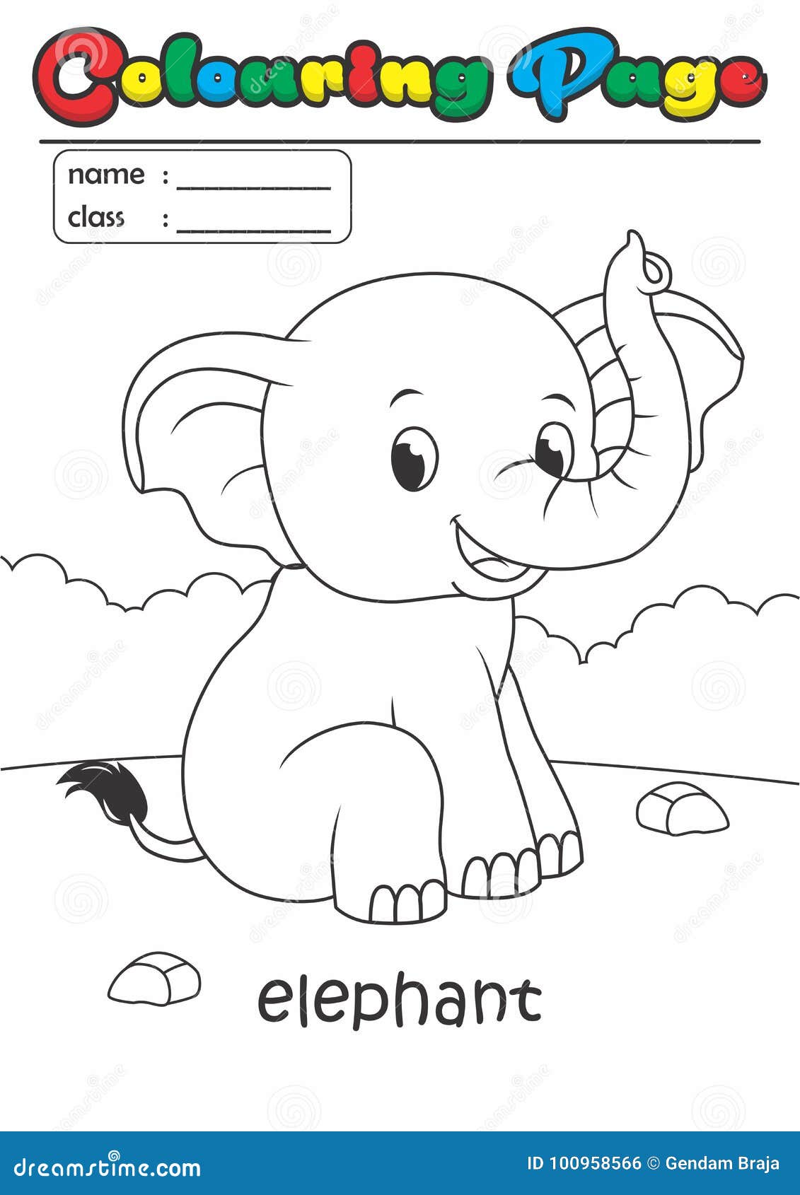 Colouring Page/ Colouring Book Elephant. Grade Easy Suitable for ...