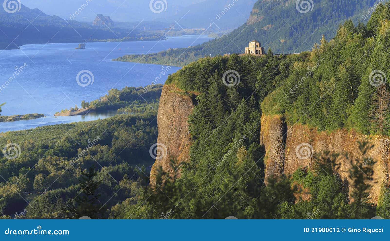 The Columbia River & Vista House. Stock Photo Image of