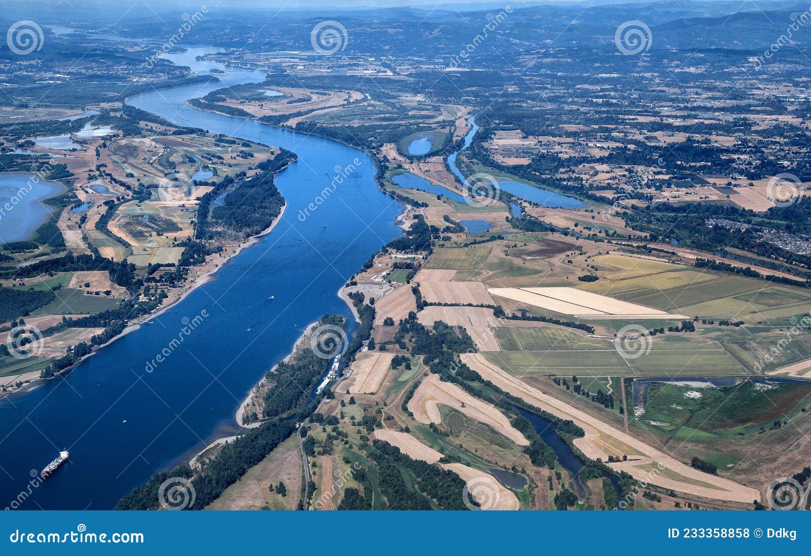 River with Ship, Columbia River Stock Photo Image of pacific