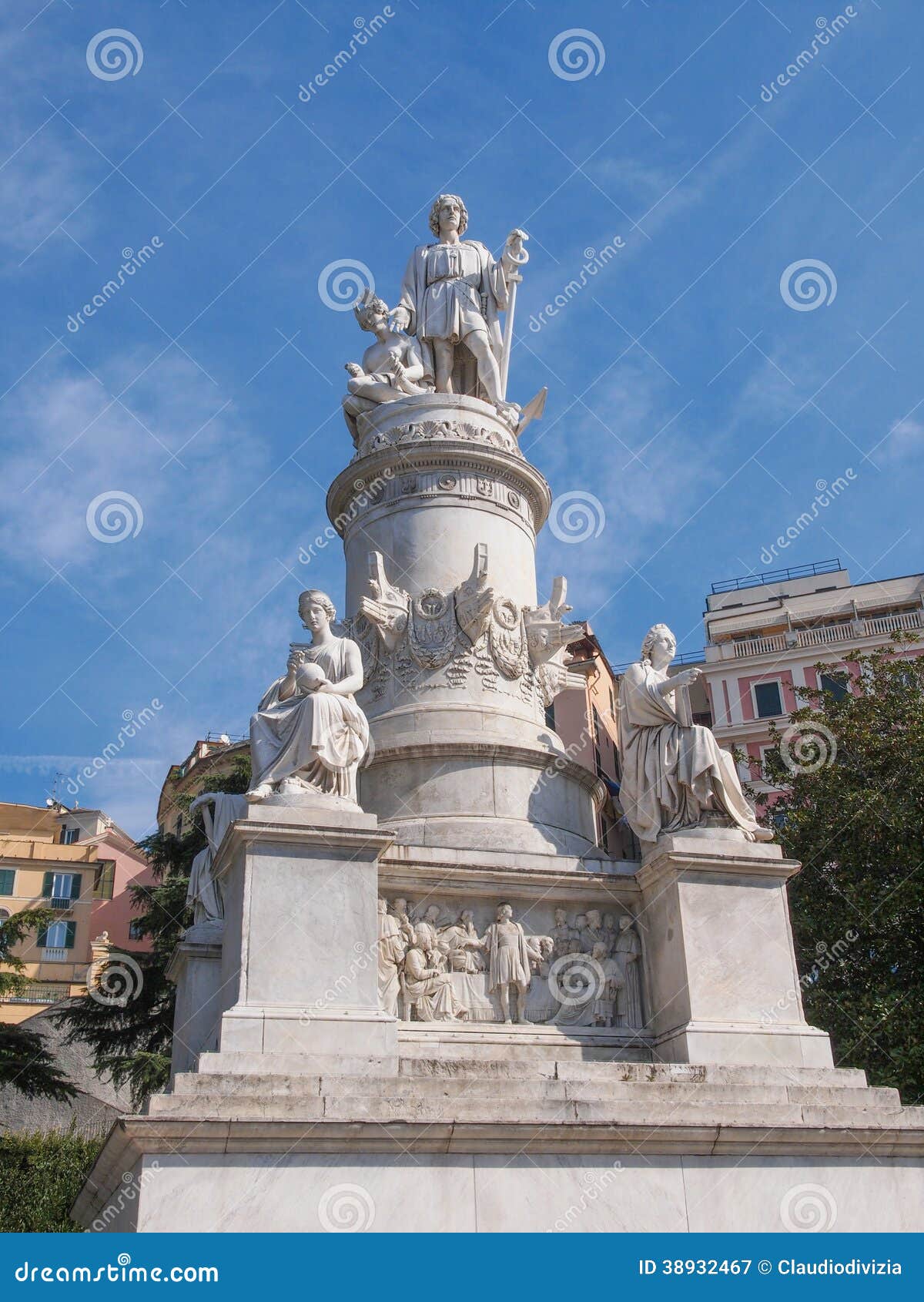 Columbus monument in Genoa stock image. Image of landmark 38932467