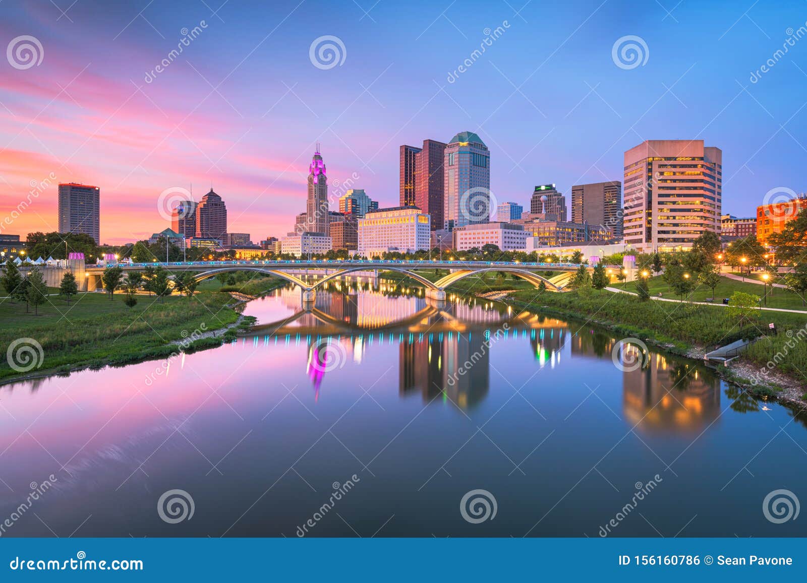 Columbus, Ohio, USA Skyline on the River Stock Photo Image of