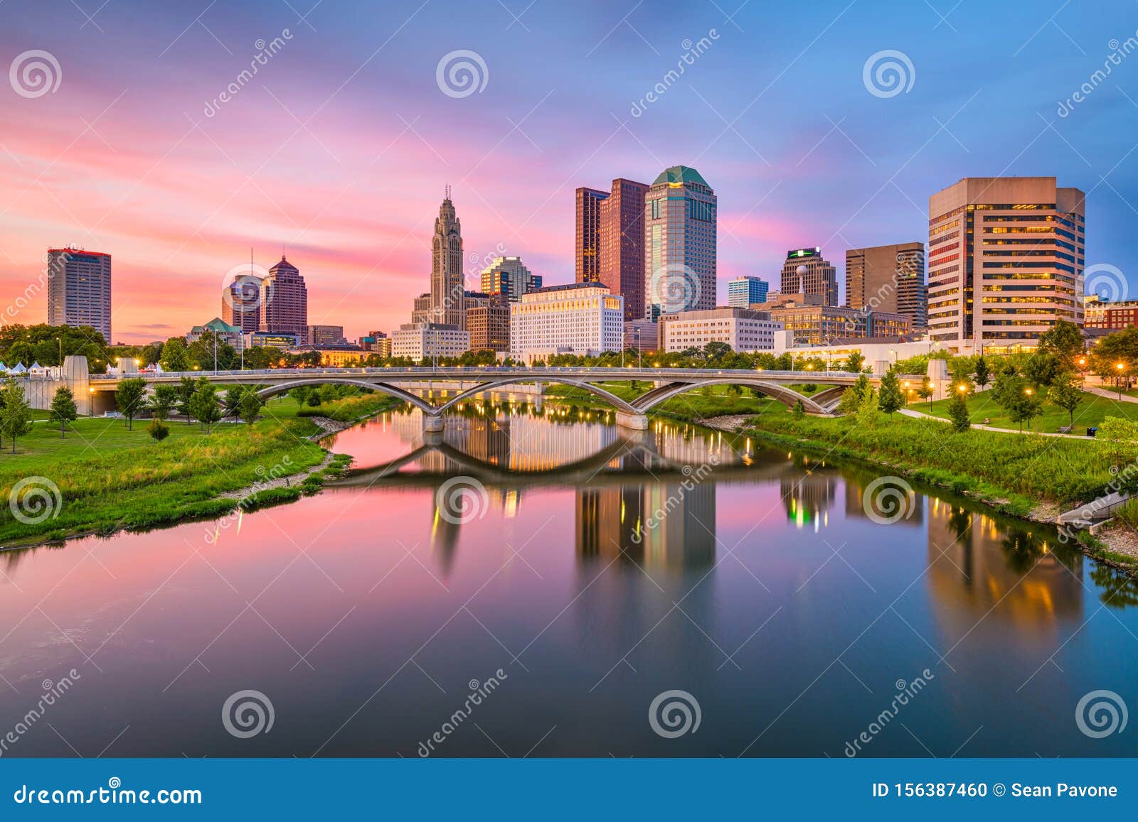 Columbus, Ohio, USA Skyline on the River Stock Photo Image of