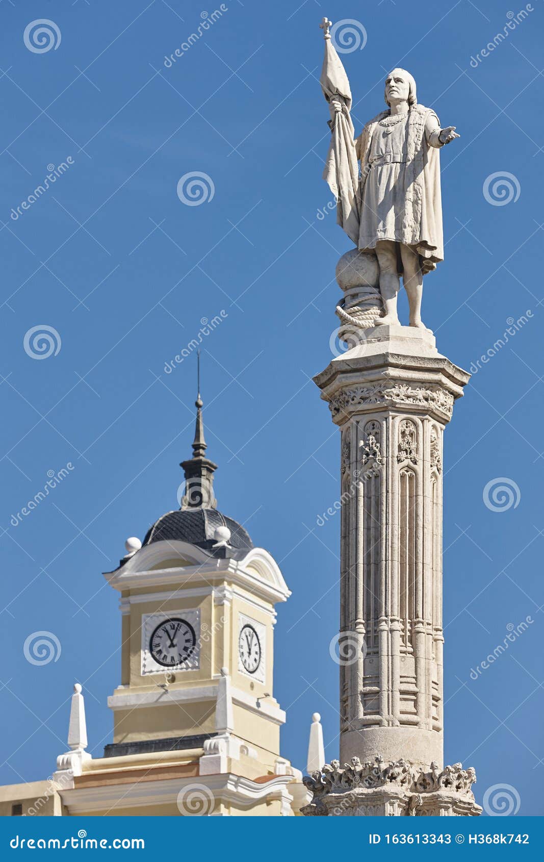 columbus statue monument in madrid city center. spanish heritage