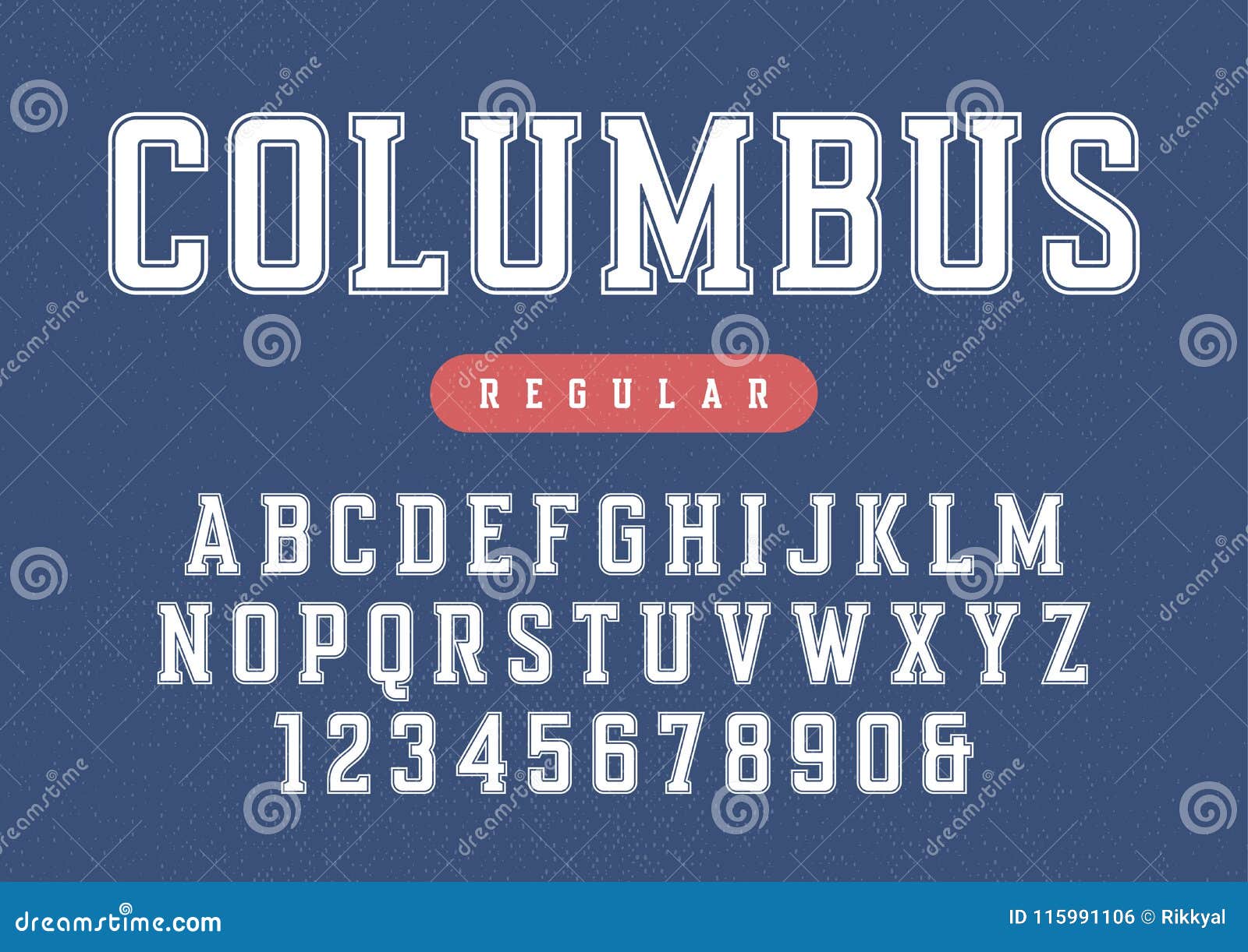 columbus  condensed retro sports typeface, uppercase letters and numbers, alphabet, font, typography.