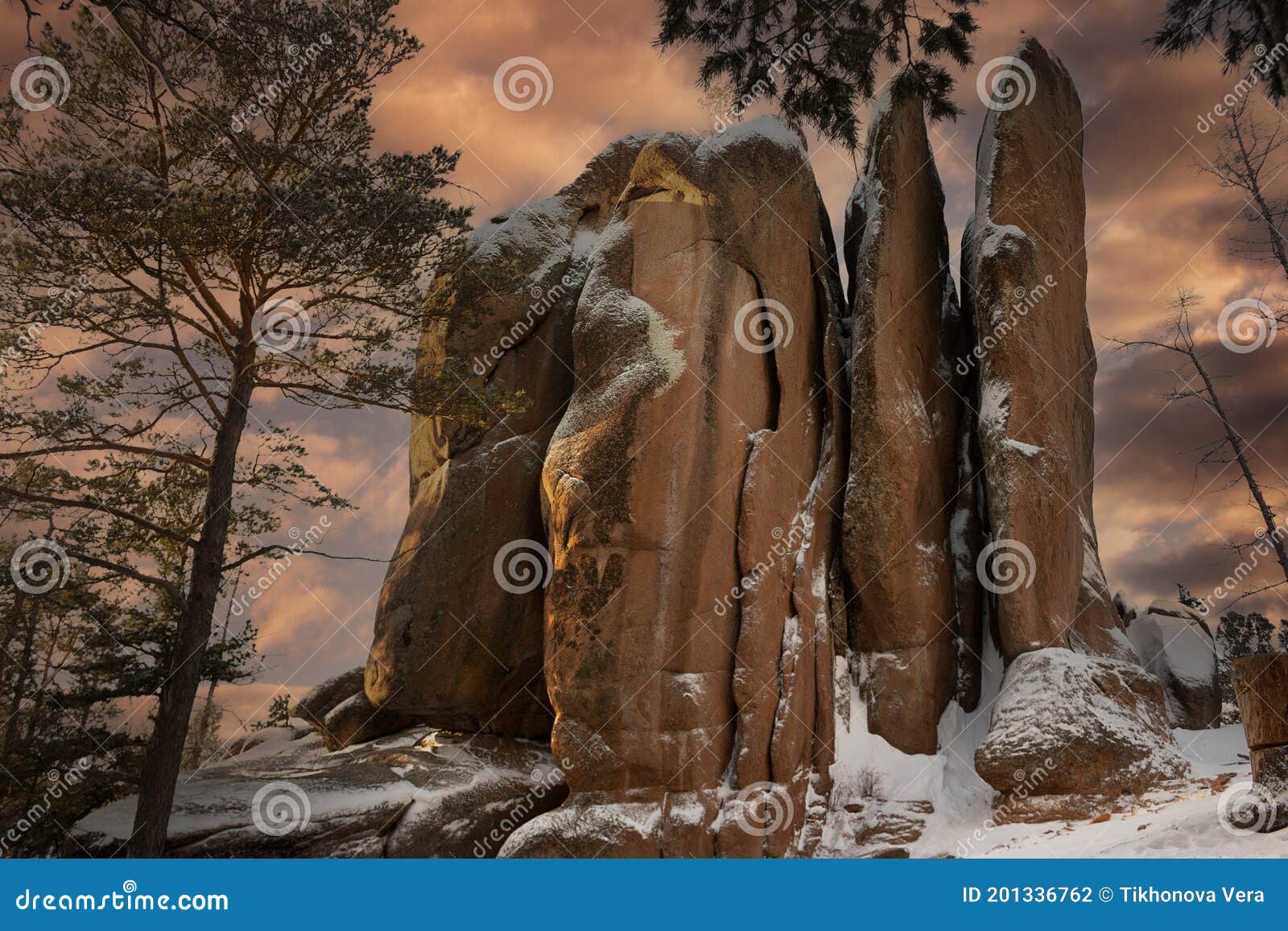 Column Feathers Stolby in Winter Stock Photo - Image of hiking, high