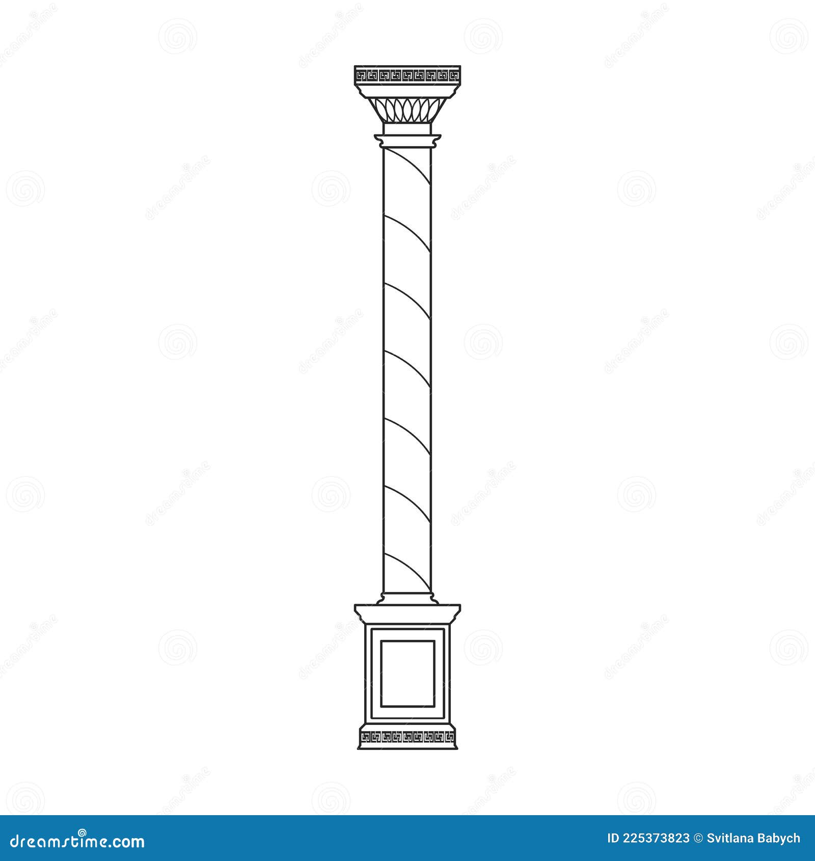 Column Pillar Vector Icon. Outline Vector Icon Isolated on White