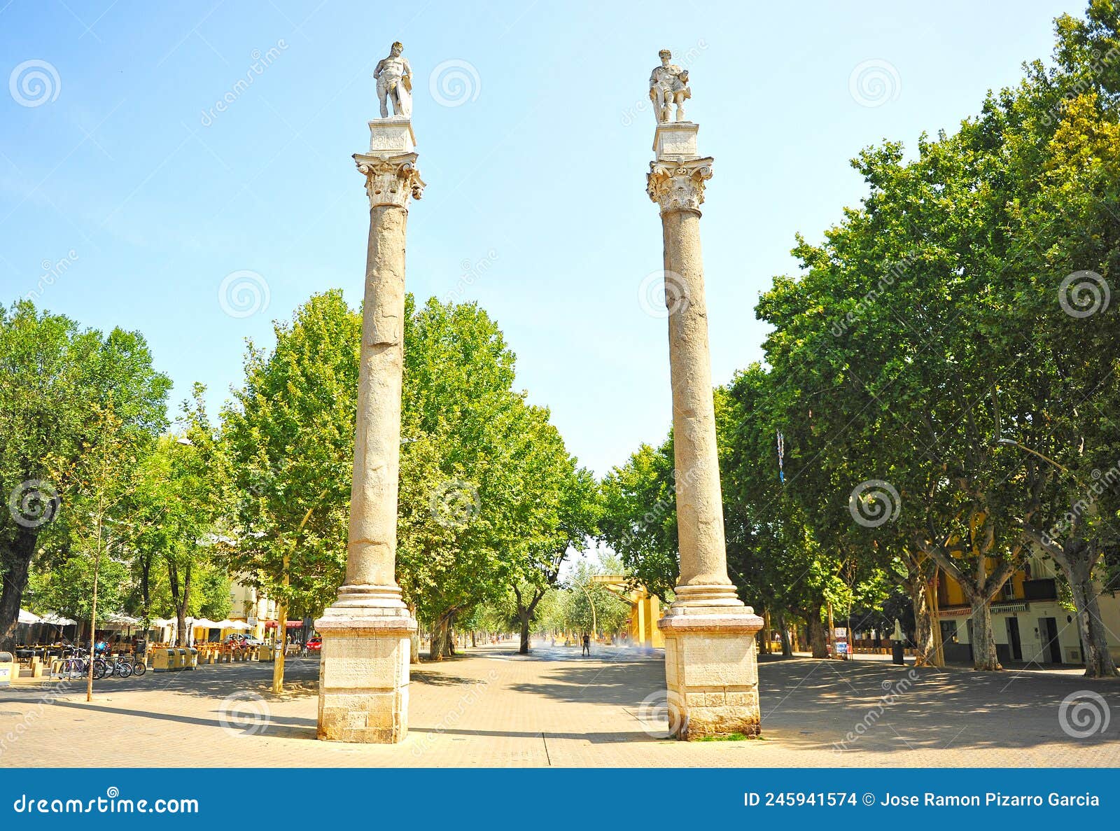 columnas de cesar y hercules en la alameda de hÃÂ©rcules en el centro de sevilla, espaÃÂ±a