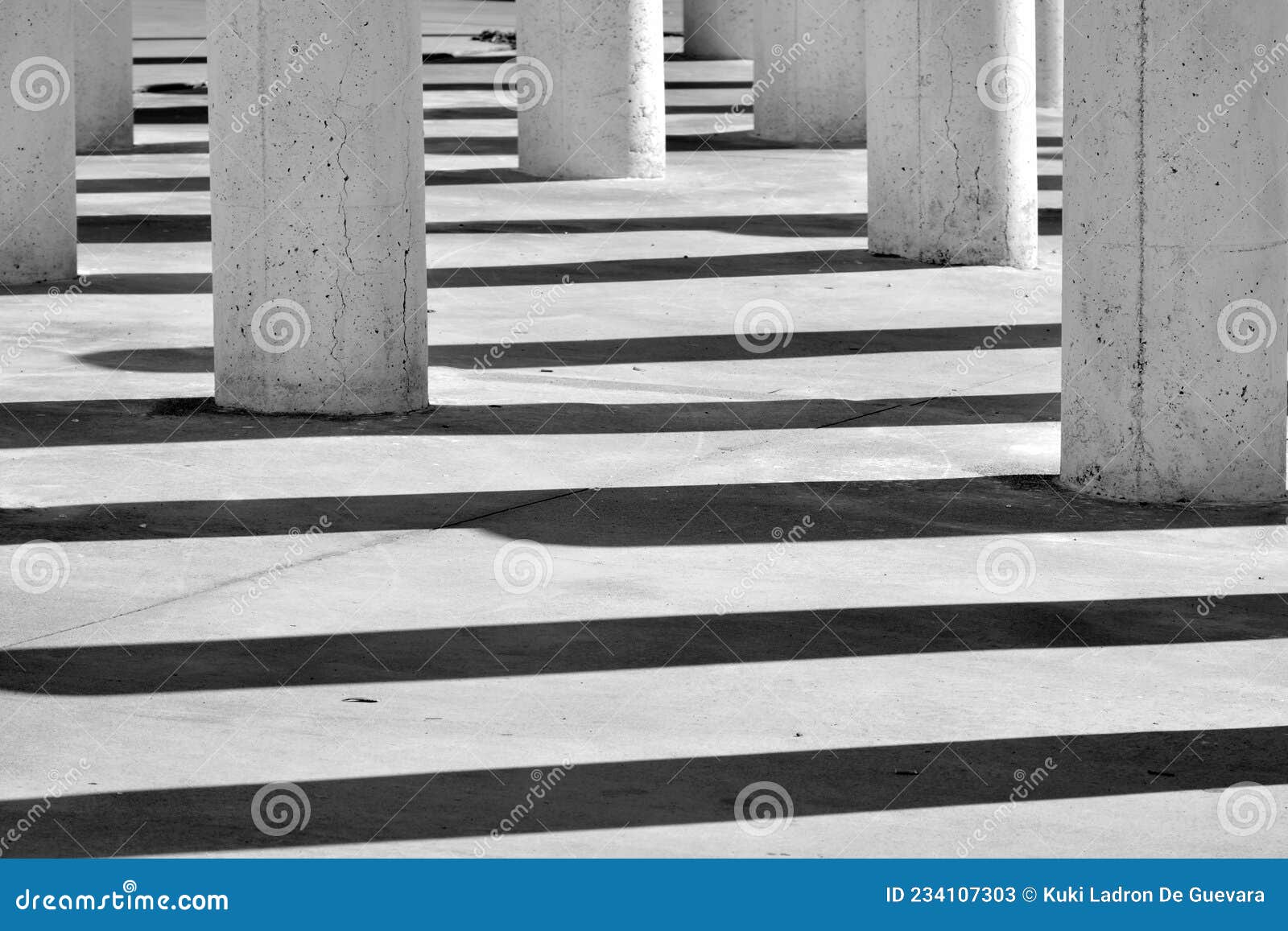 columns and their shadows, black and white