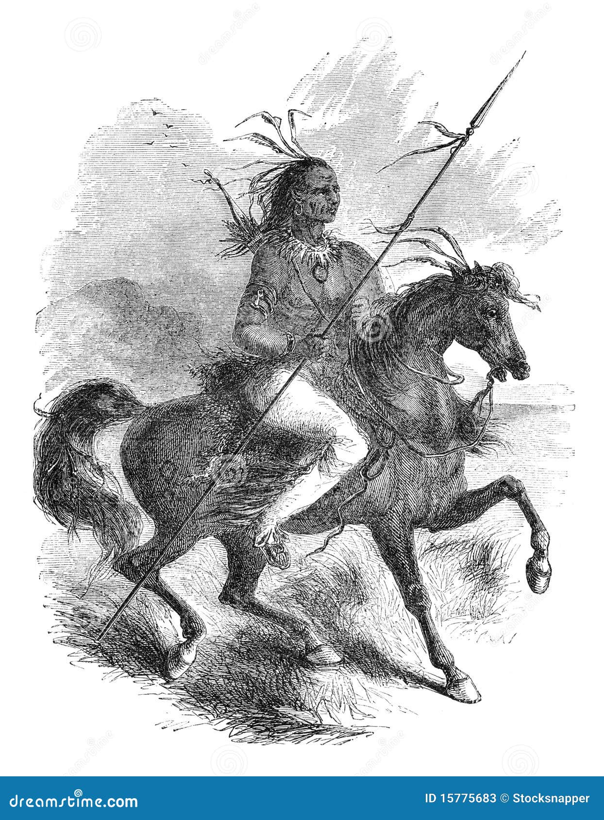 Comanche wojownik. 1880 amerykańskiego amerika comanche wydania Ernst hesse końskich ilustracyjnych rodzimych nord oryginalnie publikował S Szwedzi Von Wojownik wartegg