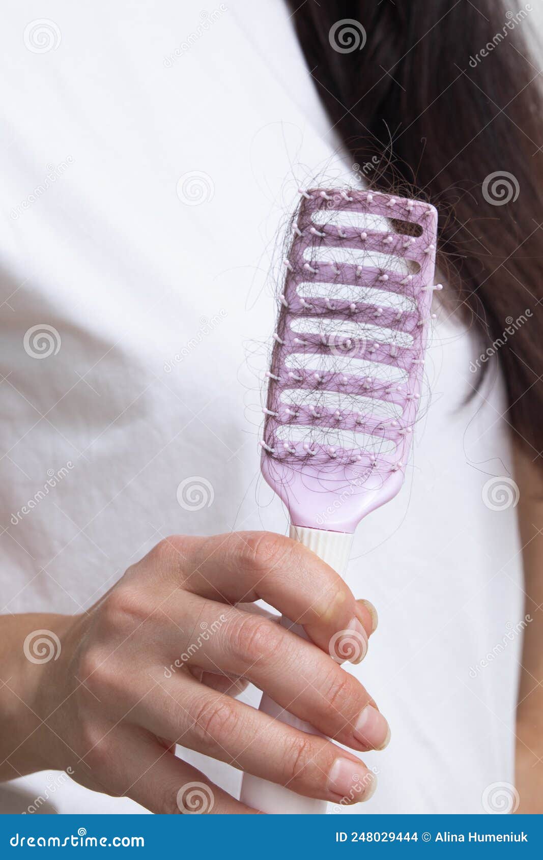 Comb with Lost Hair. Tangled and Falling Out Hair, Care for Long Hair