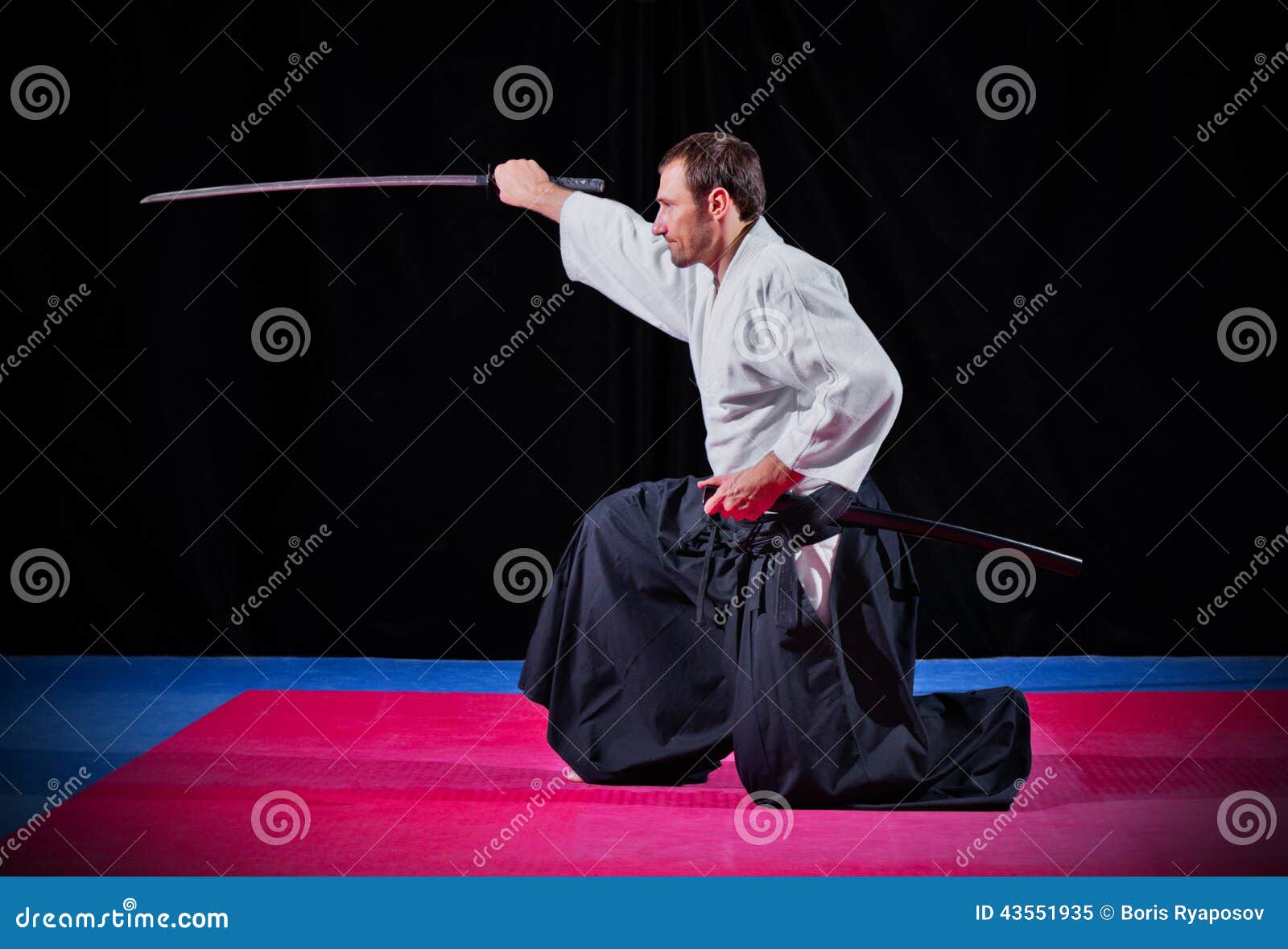 Combattant D'arts Martiaux Avec Le Katana Image stock Image du