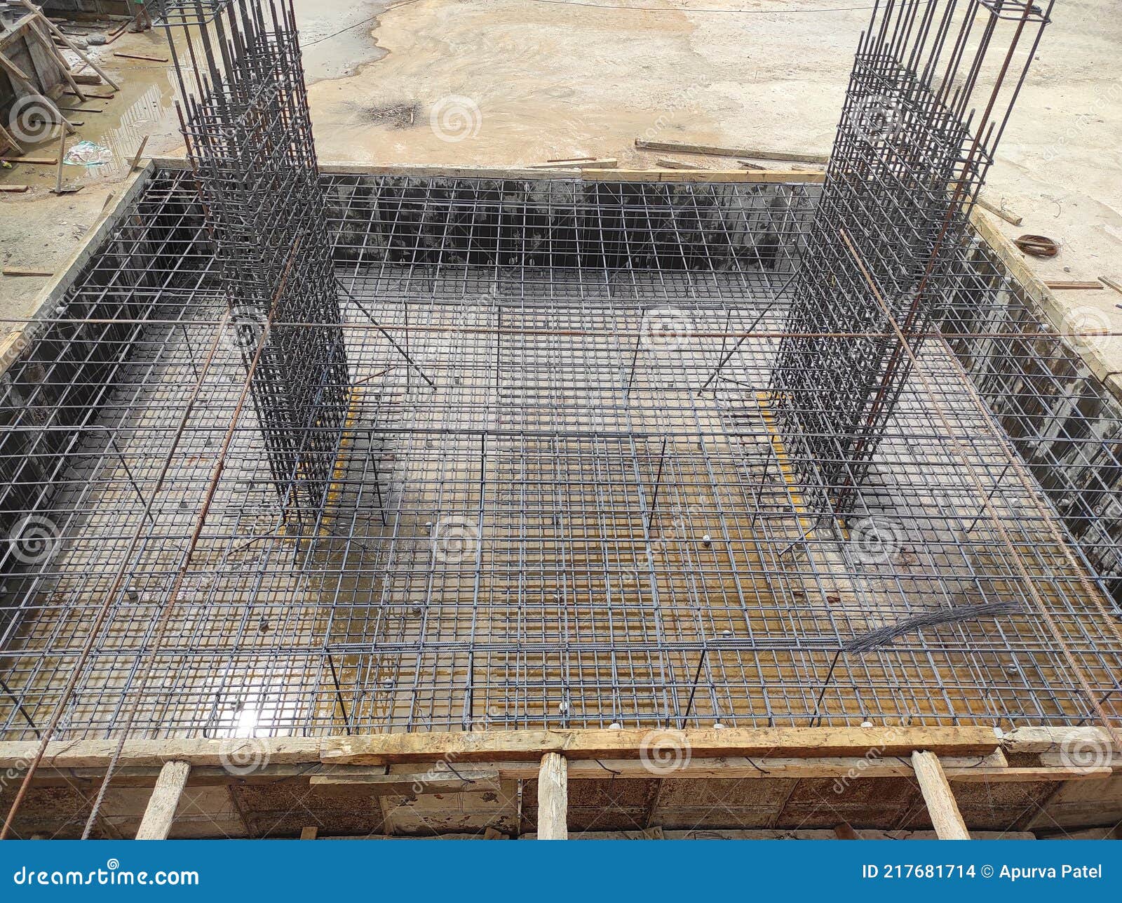 Combin Raft Footing. Construction Site Work Stock Photo Image of