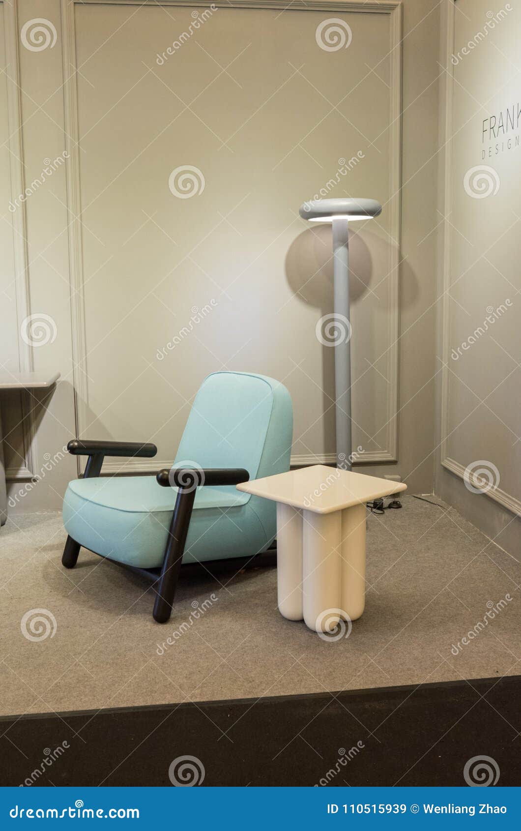 A Combination Of Floor Lamp Sofa Chair And Tea Table Editorial