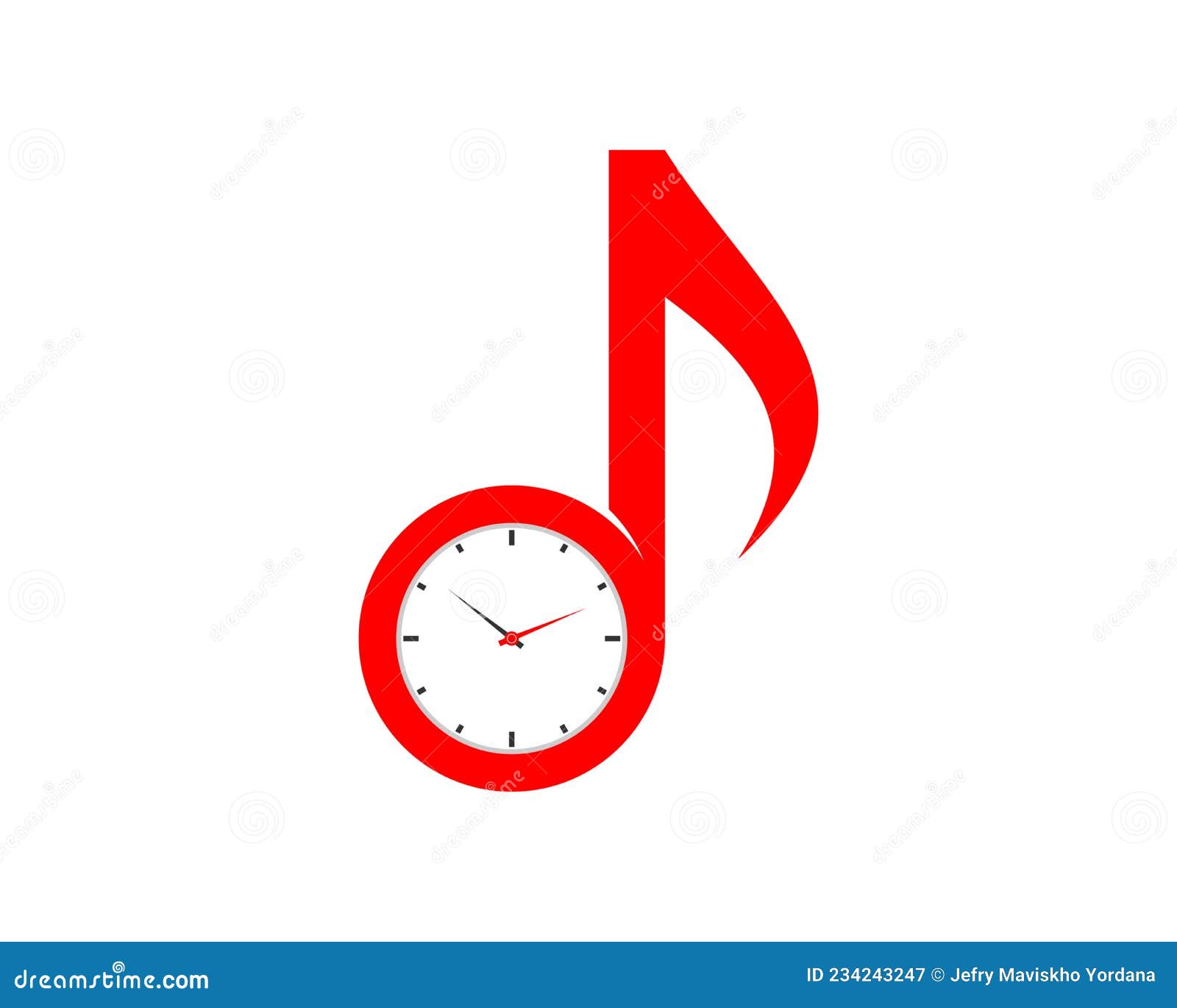 Combination Music Note with Clock Time Stock Vector Illustration of