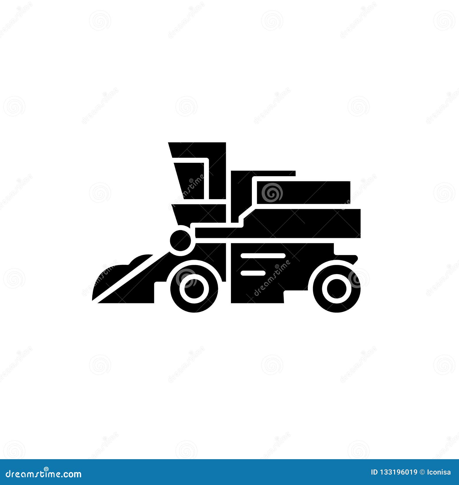 Download Combine Harvester Black Icon, Vector Sign On Isolated ...