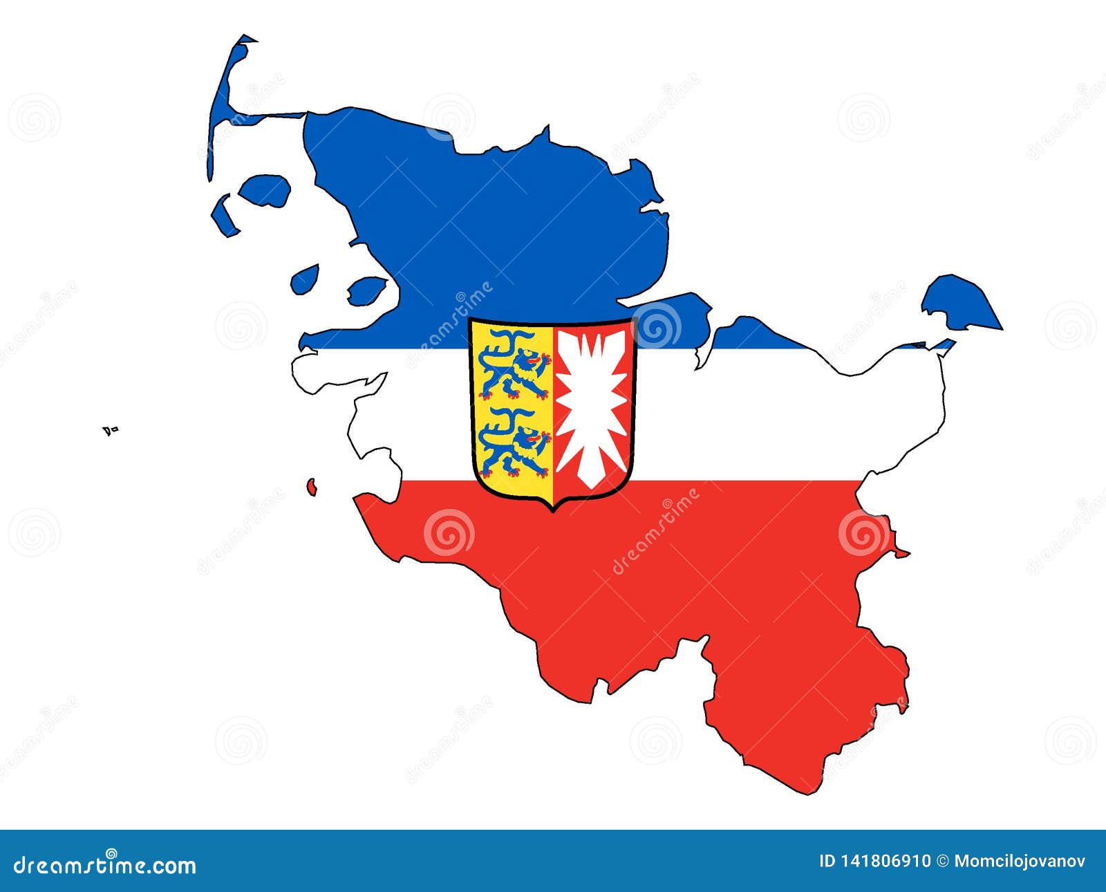 Combined Map and Flag of German State of SchleswigHolstein Stock
