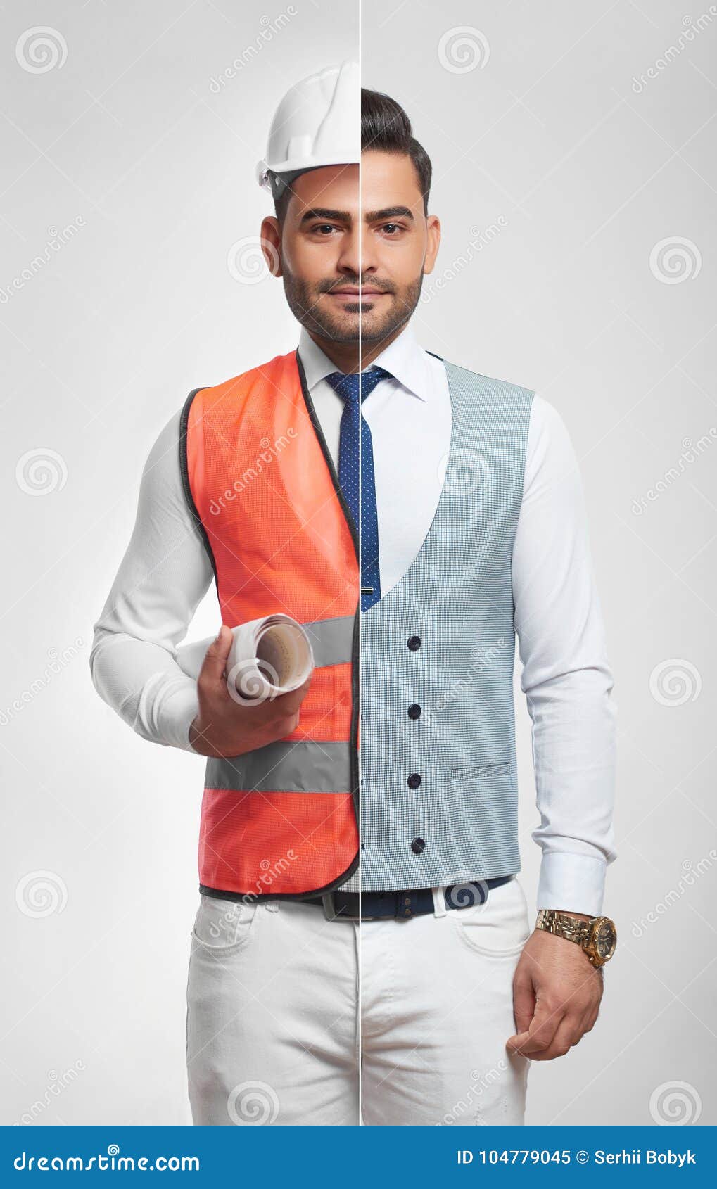 Combined Photo of a Businessman and an Architect Stock Image - Image of  builder, collage: 104779045