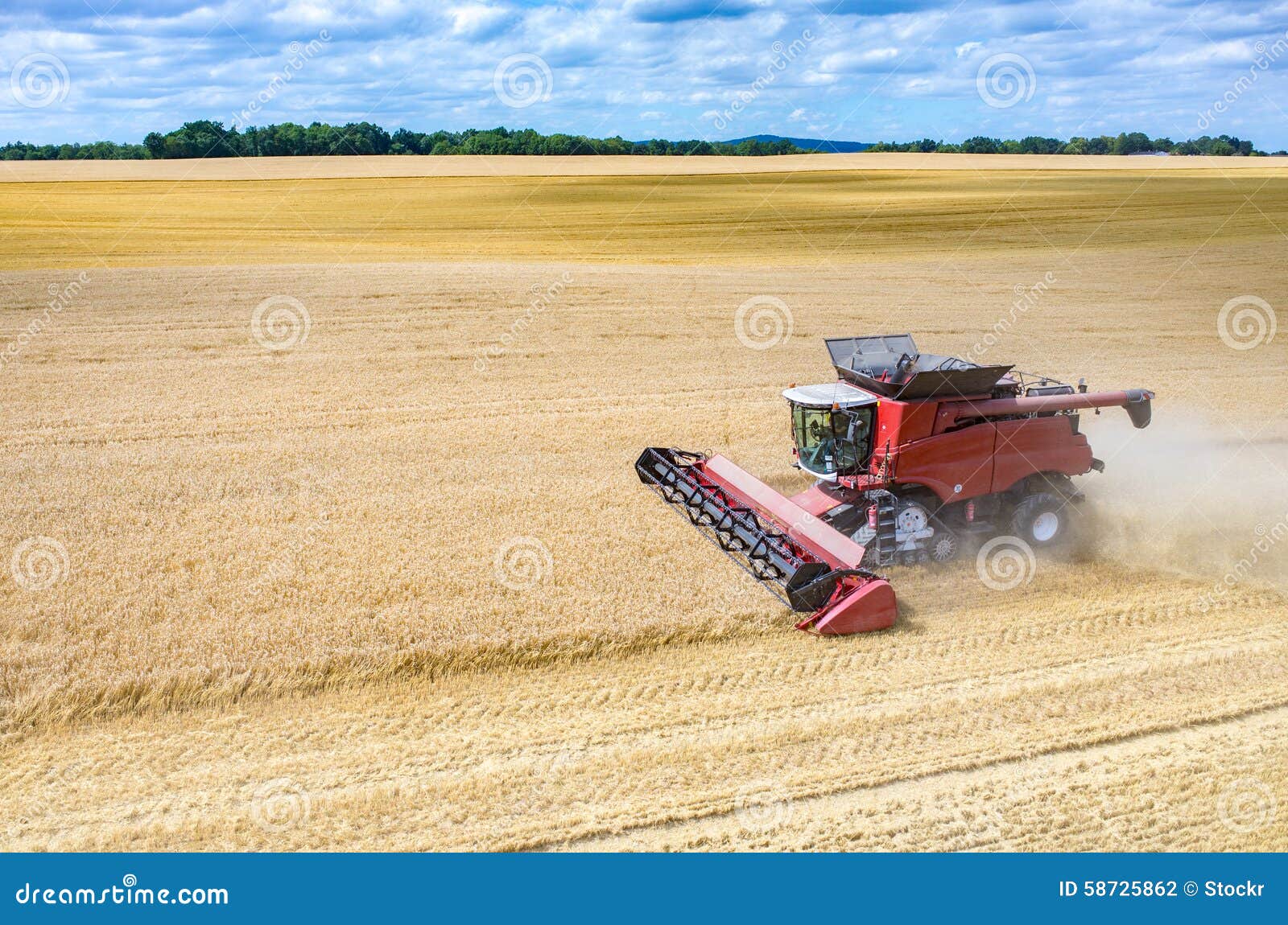 Combines and Tractors Working on the Wheat Field Stock Photo Image of