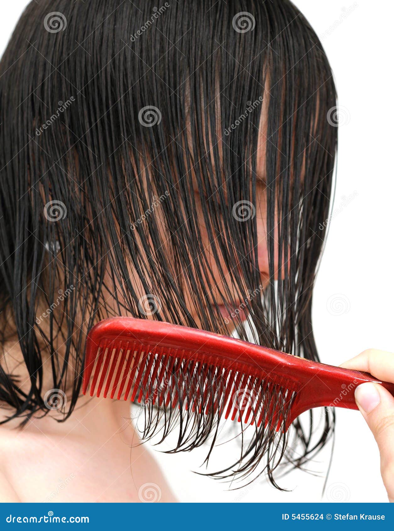 Combing wet hair stock photo. Image of teen, teenager - 5455624
