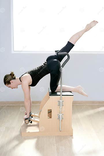 Combo Wunda Pilates Chair Woman Fitness Yoga Gym Stock Photo - Image of ...