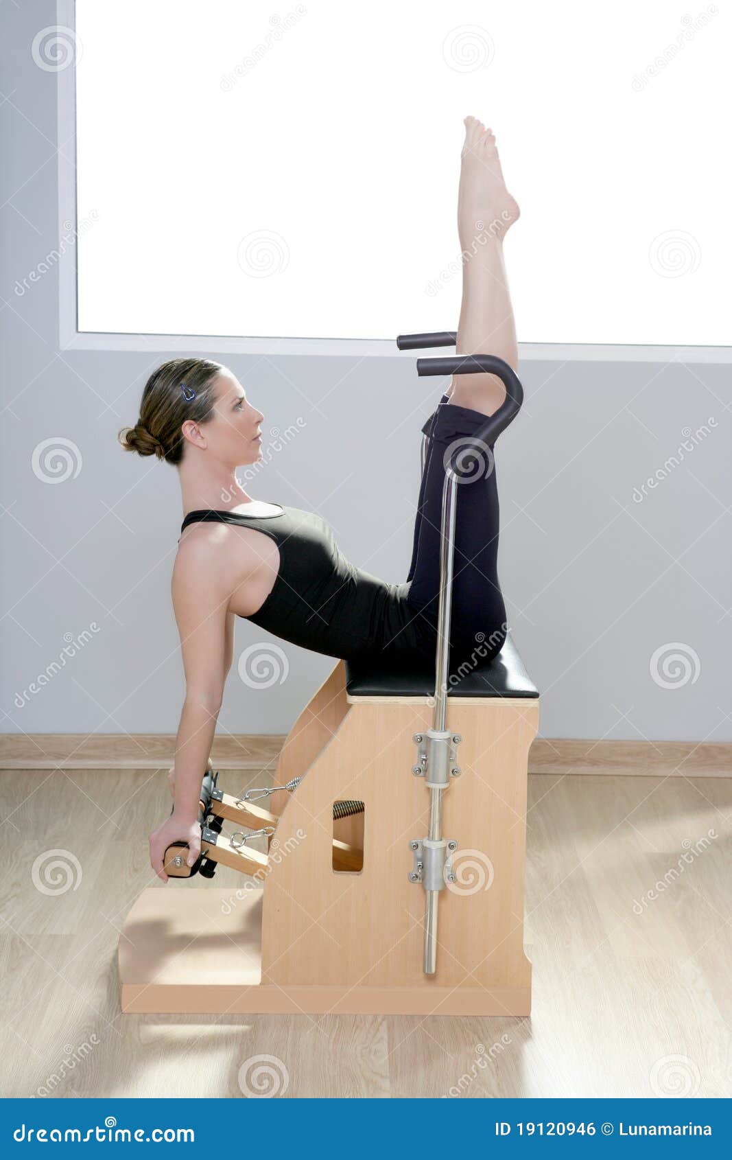 Combo Wunda Pilates Chair Woman Fitness Yoga Gym Stock Photo - Image of ...