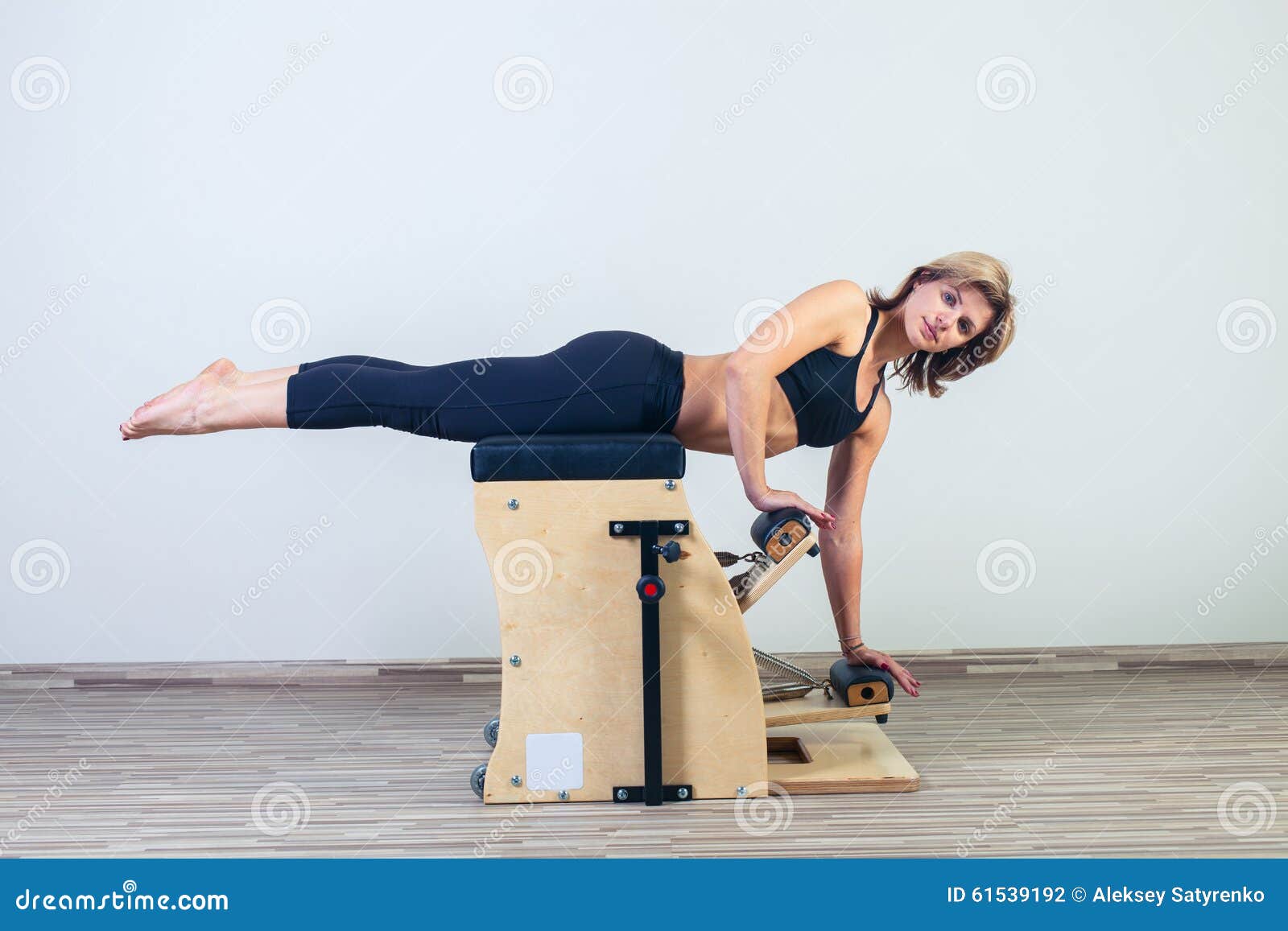 Combo Wunda Pilates Chair Woman Fitness Yoga Gym Stock Photo - Image of ...