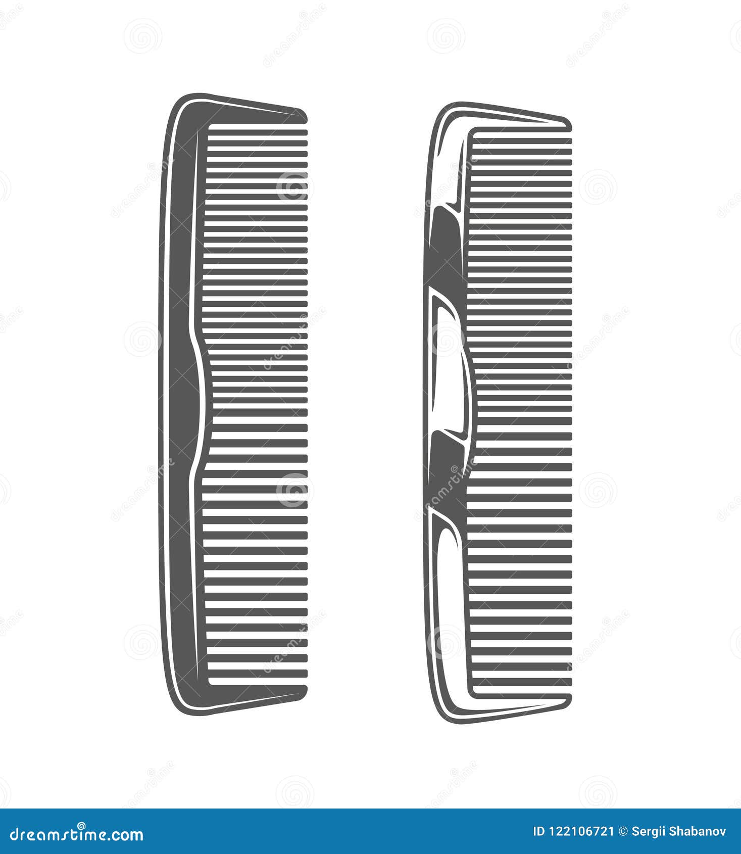 Combs Isolated on White Background Stock Vector - Illustration of retro